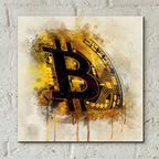 Epic Art 'Bitcoin Era in Gold' by Surma and Guillen, Acrylic Glass Wall Art,12x12