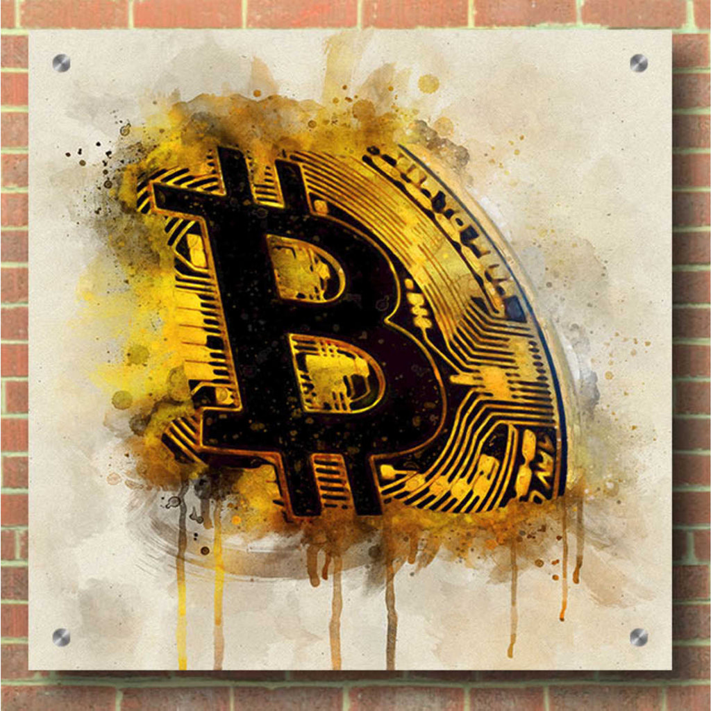 Epic Art 'Bitcoin Era in Gold' by Surma and Guillen, Acrylic Glass Wall Art,36x36