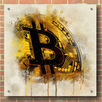 Epic Art 'Bitcoin Era in Gold' by Surma and Guillen, Acrylic Glass Wall Art,36x36