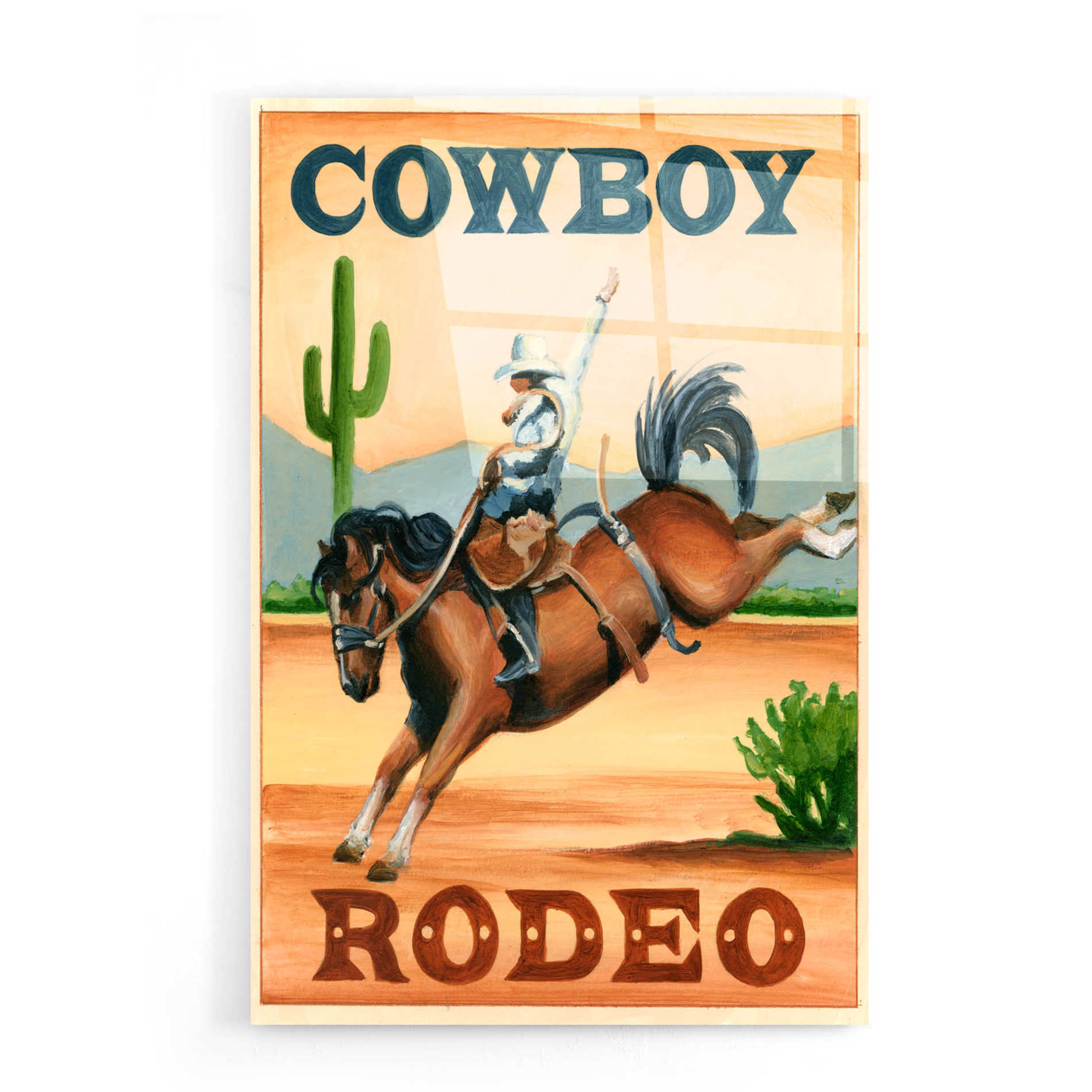 Epic Art 'Cowboy Rodeo' by Ethan Harper, Acrylic Glass Wall Art,16x24