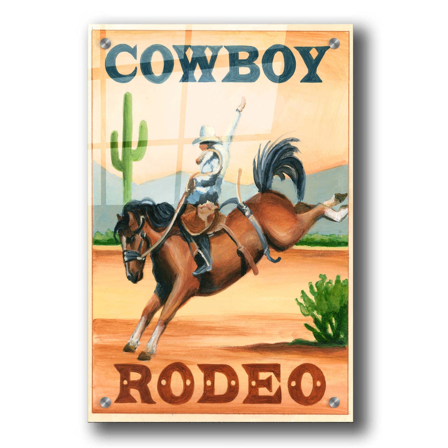 Epic Art 'Cowboy Rodeo' by Ethan Harper, Acrylic Glass Wall Art,24x36