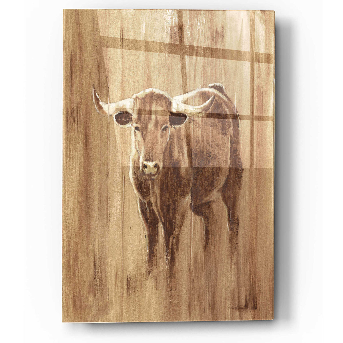 Epic Art 'Wood Panel Longhorn' by Ethan Harper, Acrylic Glass Wall Art