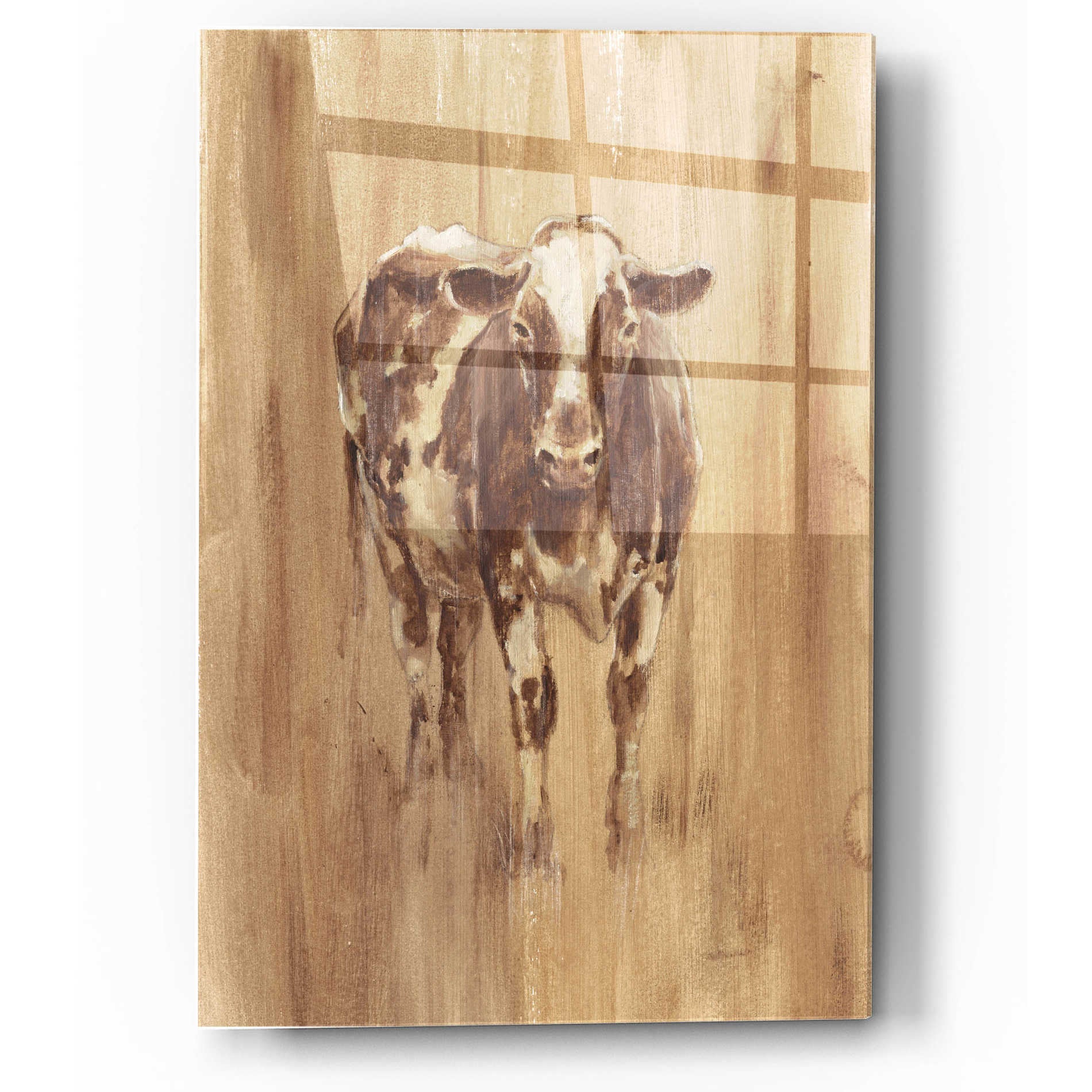 Epic Art 'Wood Panel Cow' by Ethan Harper, Acrylic Glass Wall Art,12x16