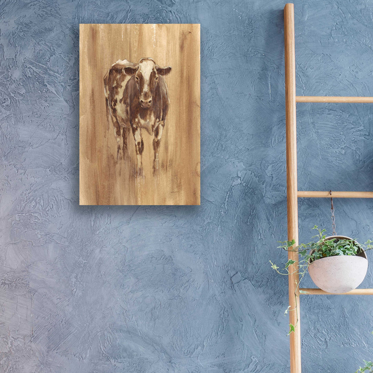 Epic Art 'Wood Panel Cow' by Ethan Harper, Acrylic Glass Wall Art,16x24
