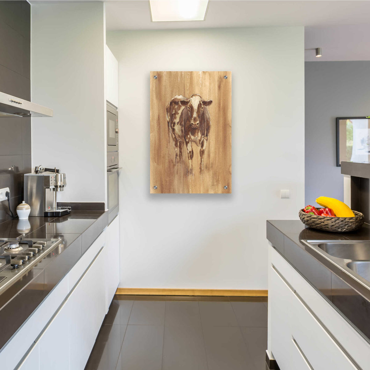 Epic Art 'Wood Panel Cow' by Ethan Harper, Acrylic Glass Wall Art,24x36