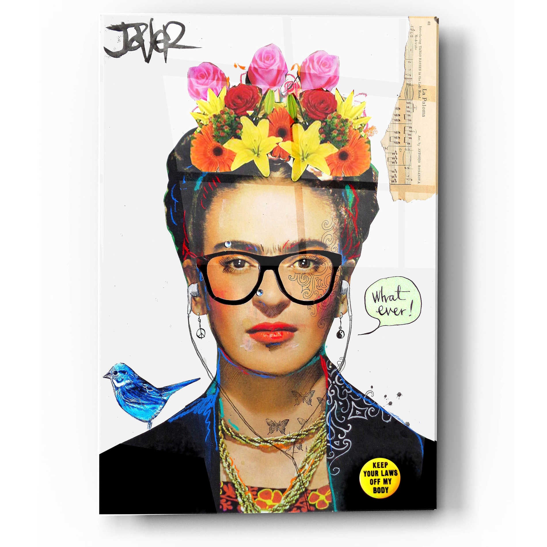 Epic Art 'Hipsta Frida' by Loui Jover, Acrylic Glass Wall Art,12x16