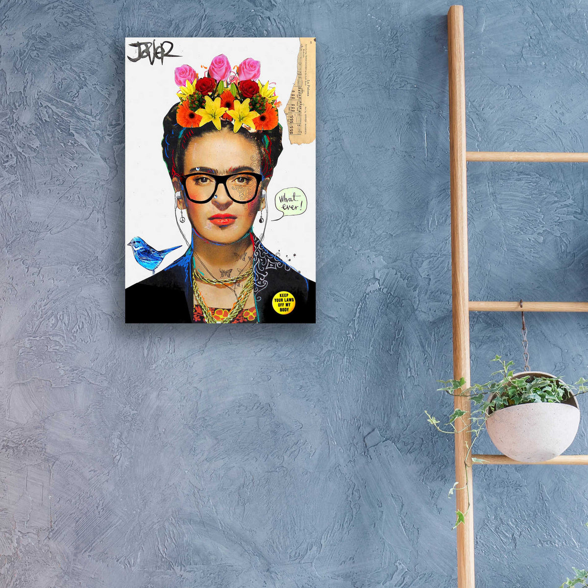 Epic Art 'Hipsta Frida' by Loui Jover, Acrylic Glass Wall Art,16x24