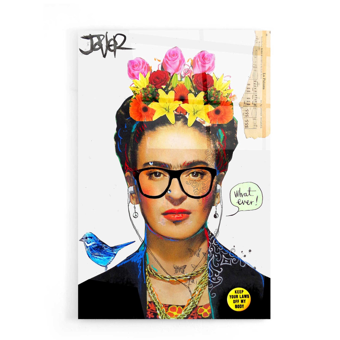Epic Art 'Hipsta Frida' by Loui Jover, Acrylic Glass Wall Art,16x24