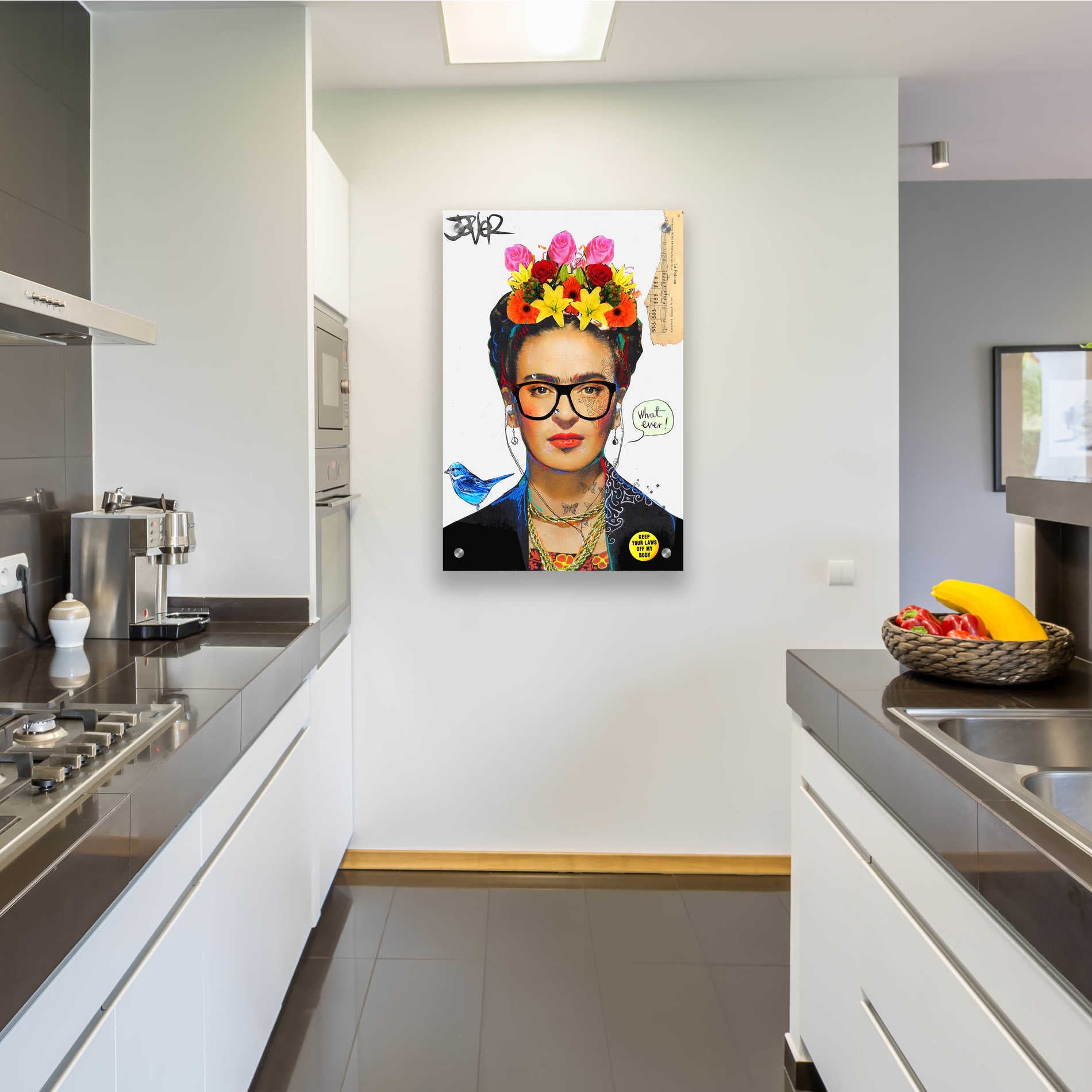 Epic Art 'Hipsta Frida' by Loui Jover, Acrylic Glass Wall Art,24x36