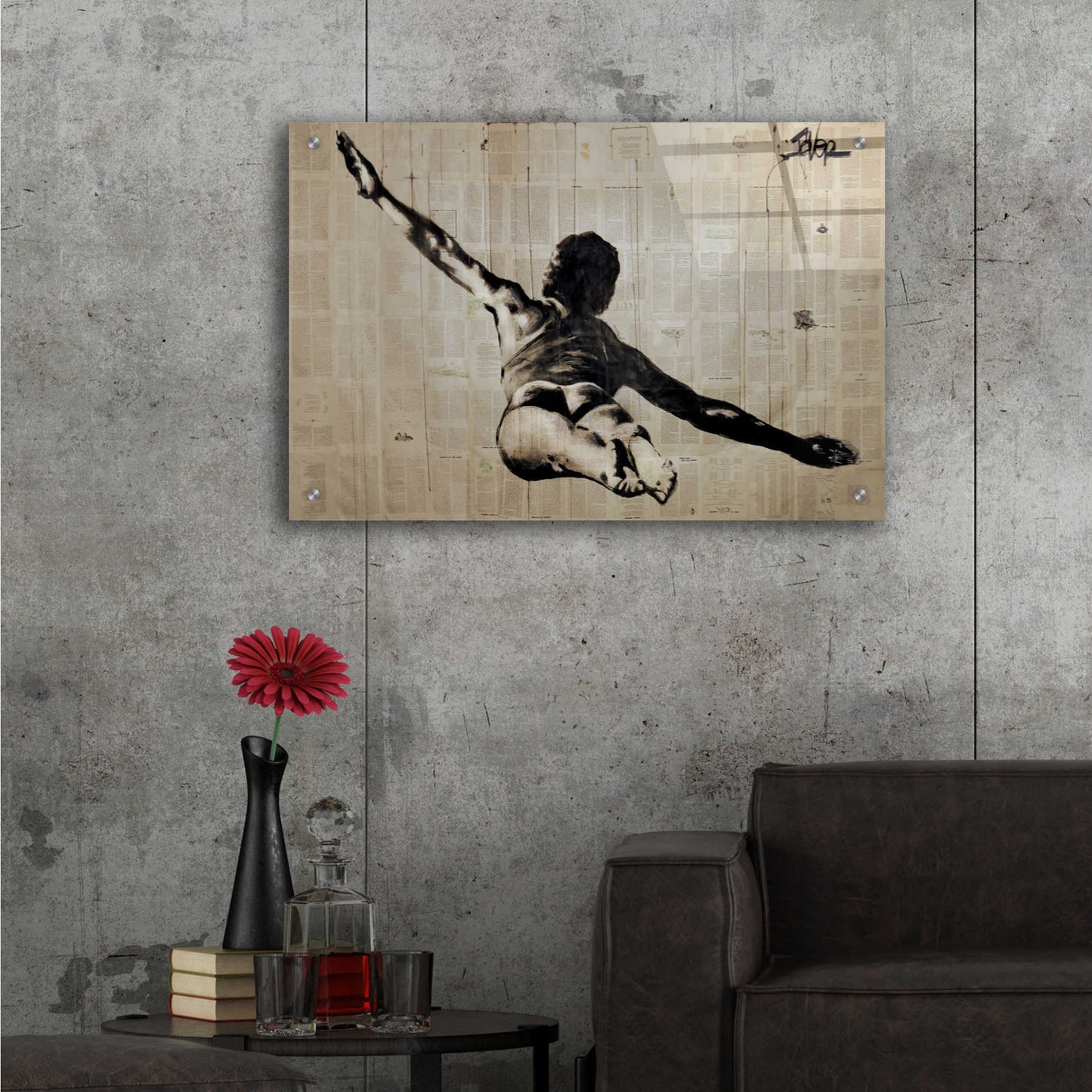 Epic Art 'Flying Free Man' by Loui Jover, Acrylic Glass Wall Art,16x12