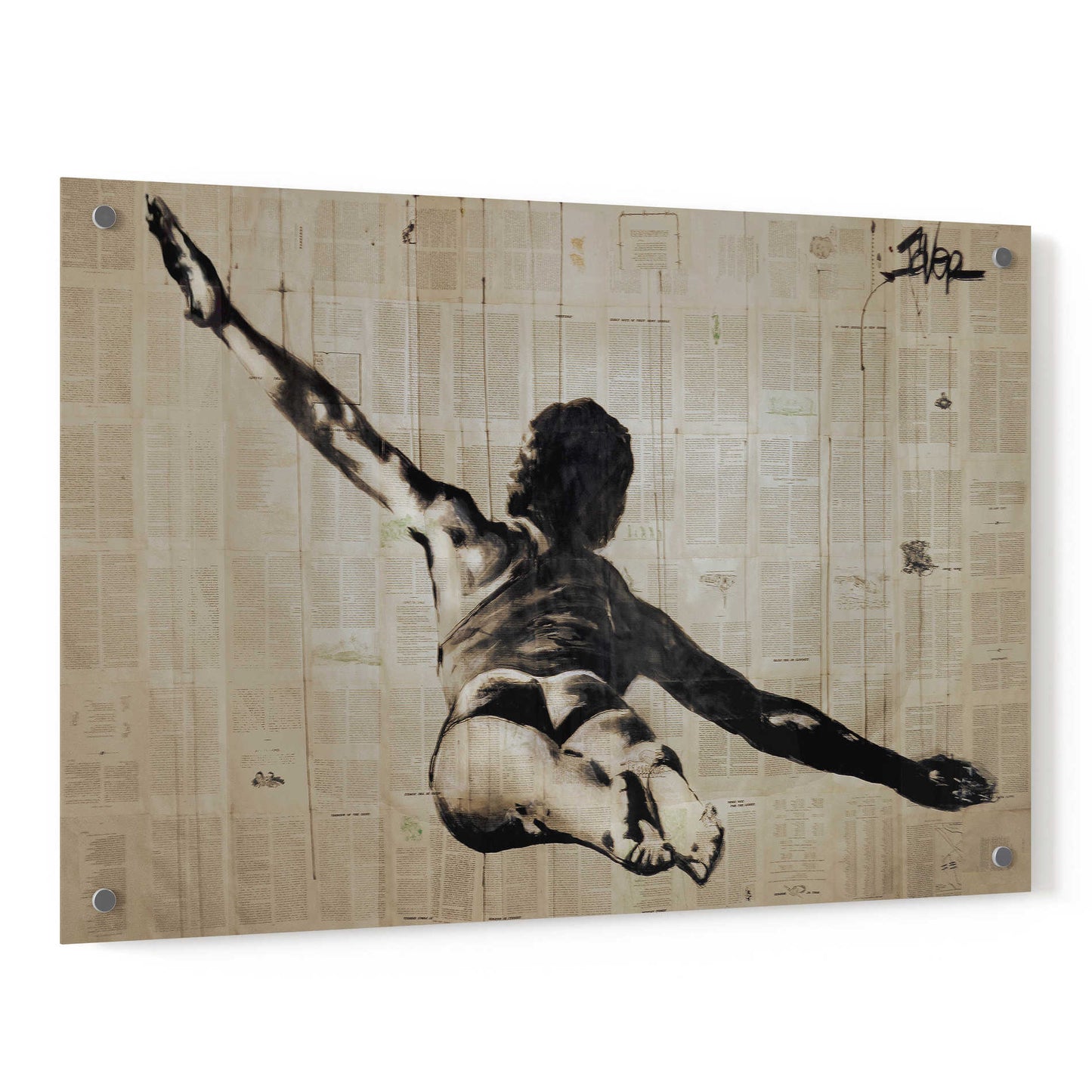 Epic Art 'Flying Free Man' by Loui Jover, Acrylic Glass Wall Art,36x24