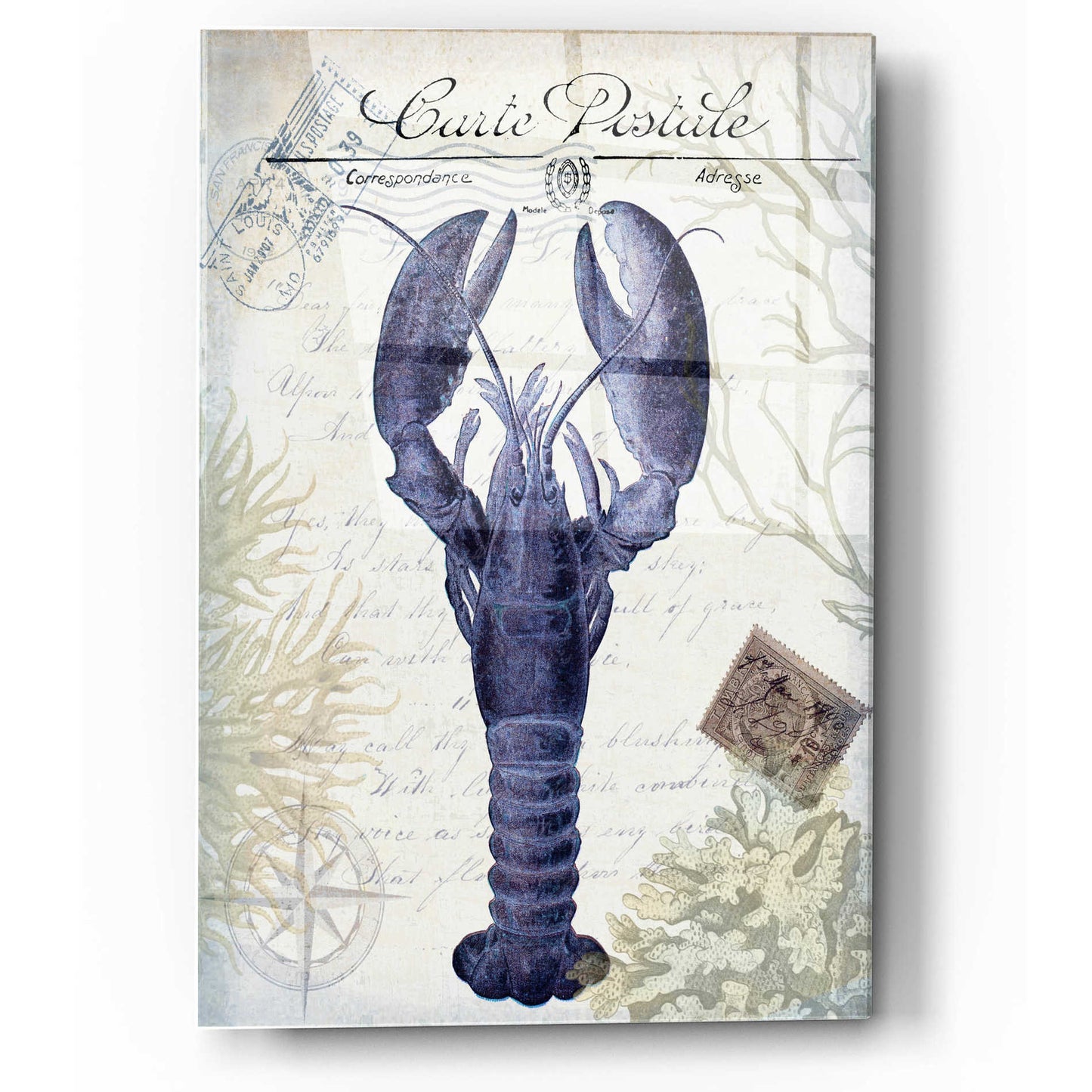 Epic Art 'Seaside Postcard Cream d' by Fab Funky, Acrylic Glass Wall Art,12x16