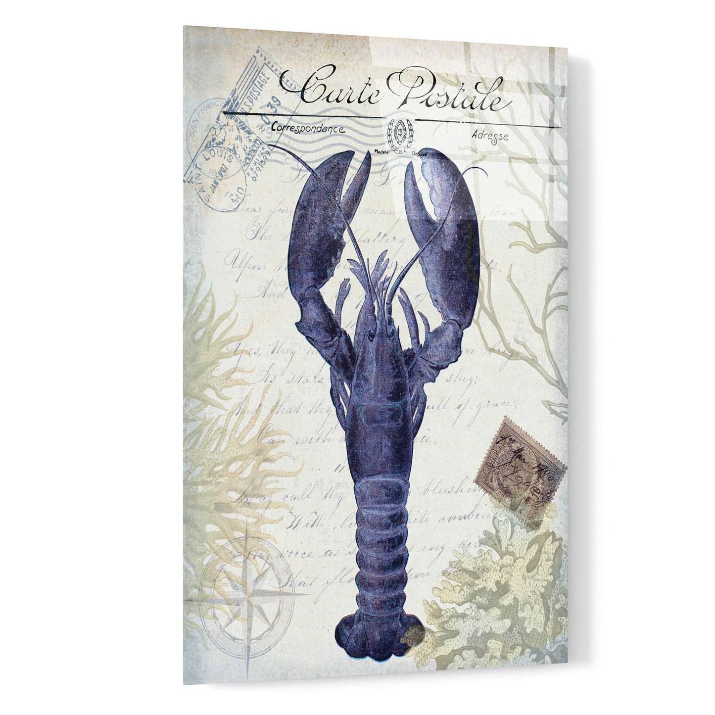 Epic Art 'Seaside Postcard Cream d' by Fab Funky, Acrylic Glass Wall Art,16x24