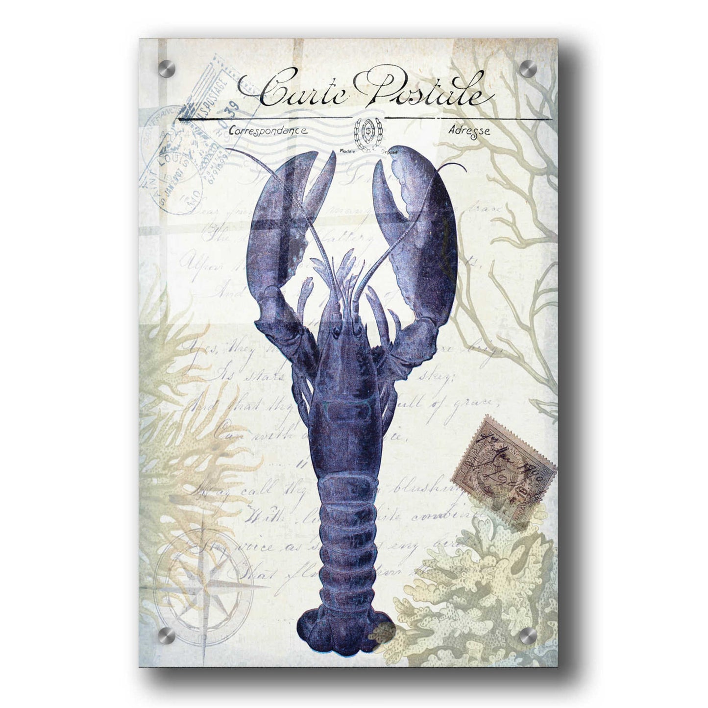 Epic Art 'Seaside Postcard Cream d' by Fab Funky, Acrylic Glass Wall Art,24x36