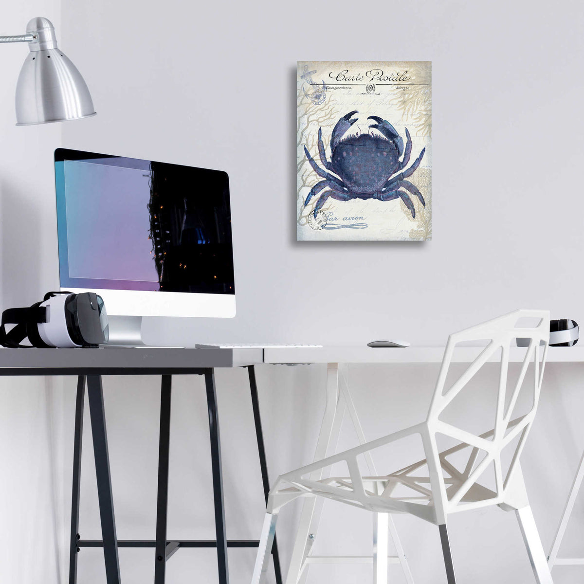 Epic Art 'Seaside Postcard Cream e' by Fab Funky, Acrylic Glass Wall Art,12x16