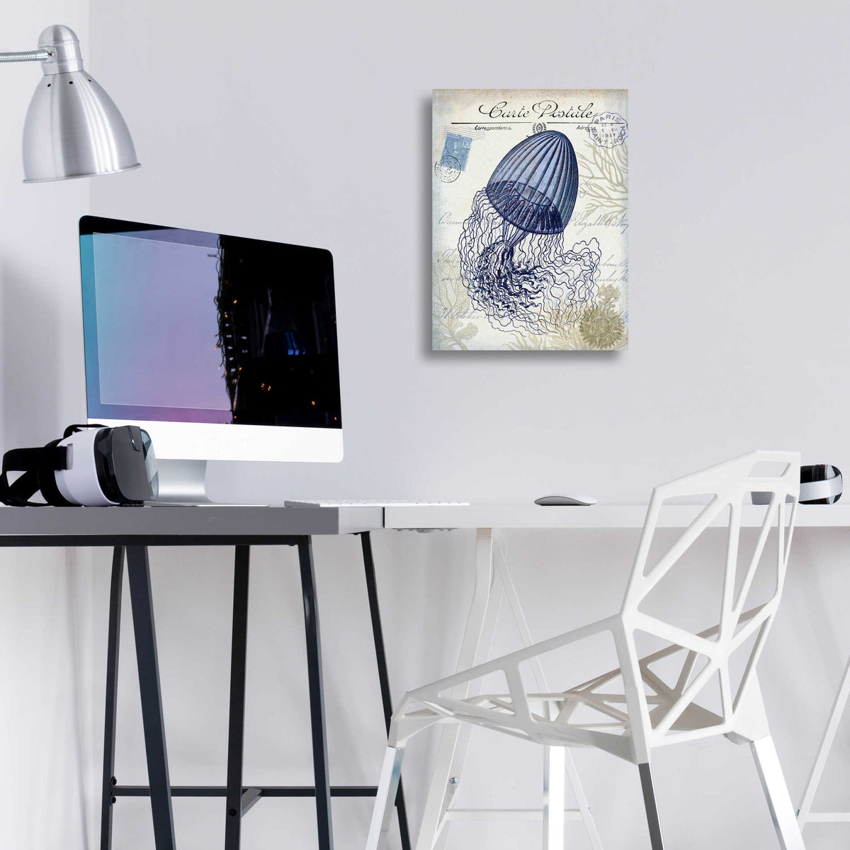 Epic Art 'Seaside Postcard Cream f' by Fab Funky, Acrylic Glass Wall Art,12x16