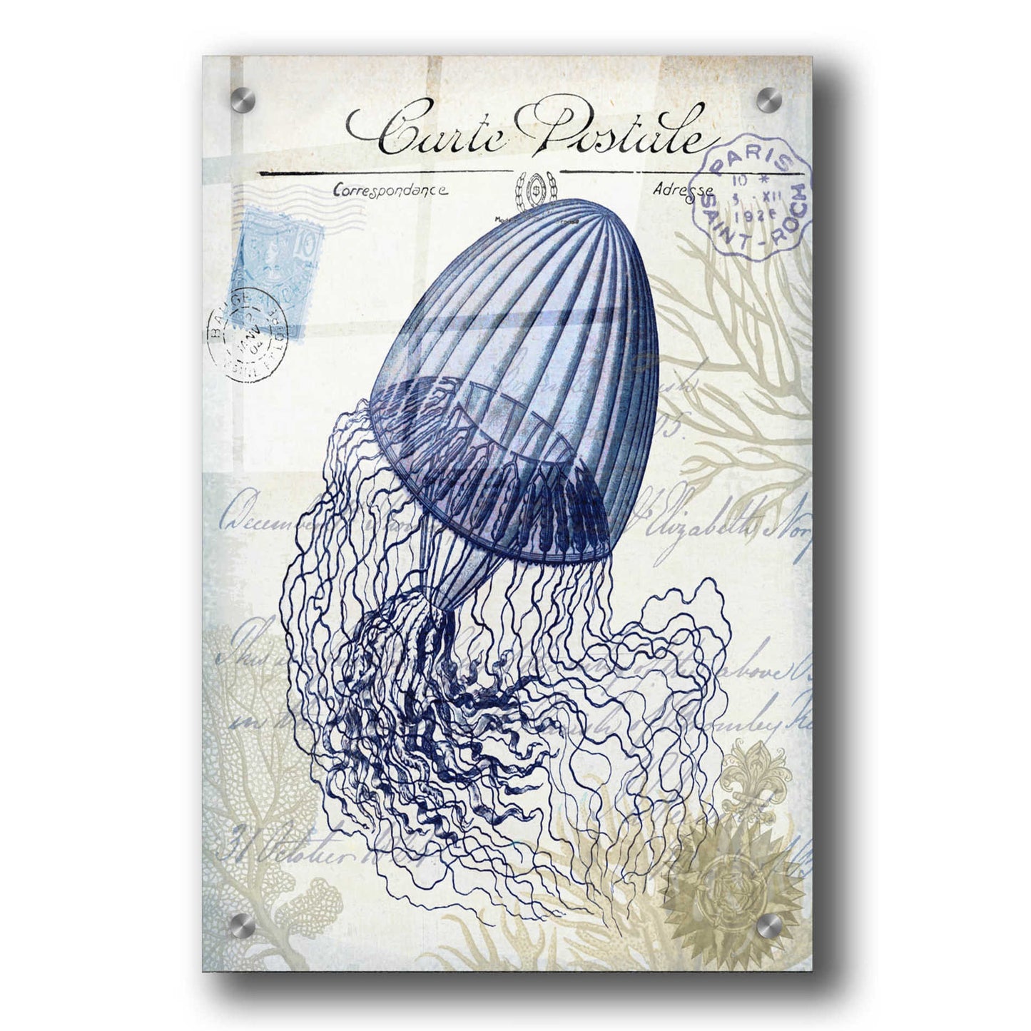 Epic Art 'Seaside Postcard Cream f' by Fab Funky, Acrylic Glass Wall Art,24x36