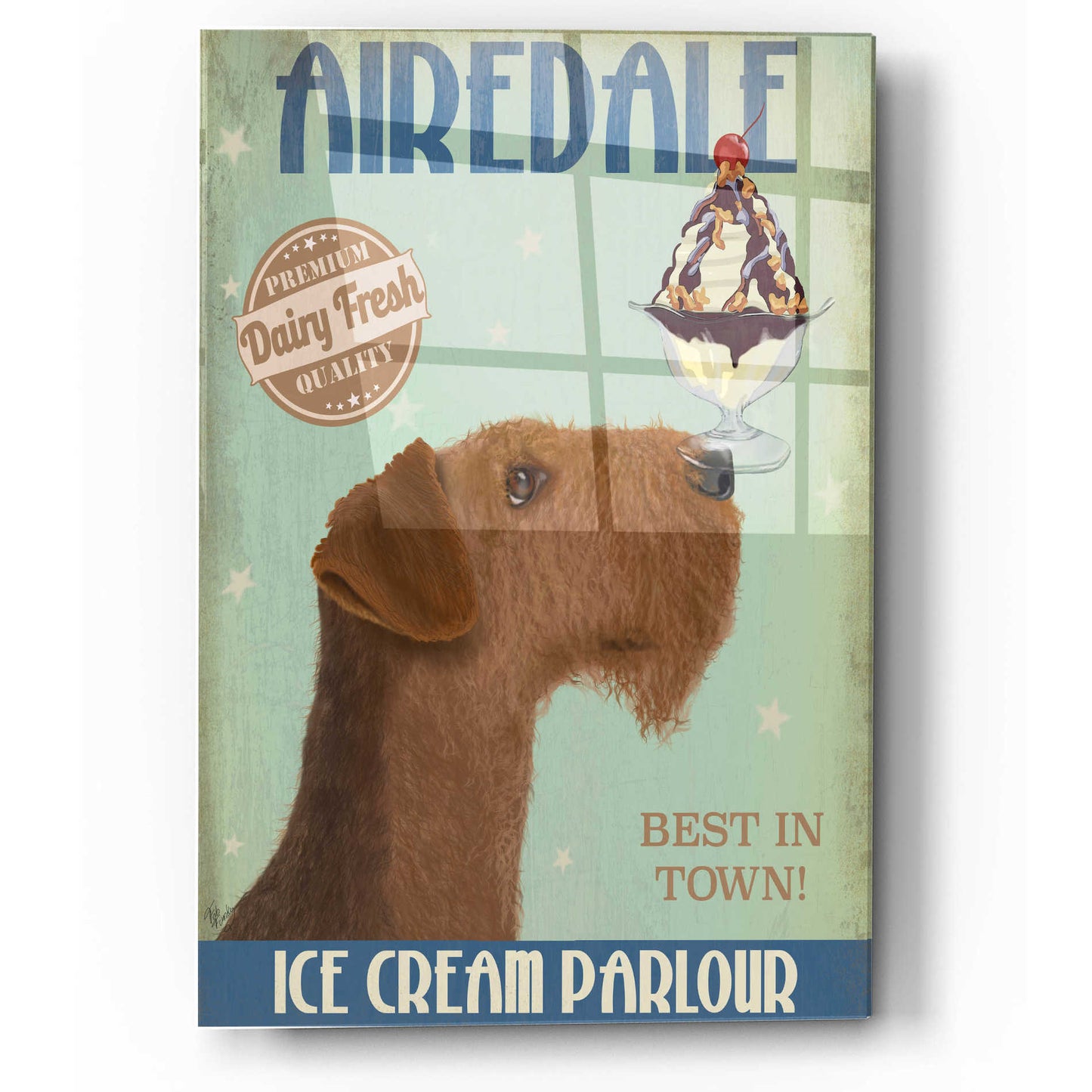 Epic Art 'Airedale Ice Cream' by Fab Funky, Acrylic Glass Wall Art,12x16