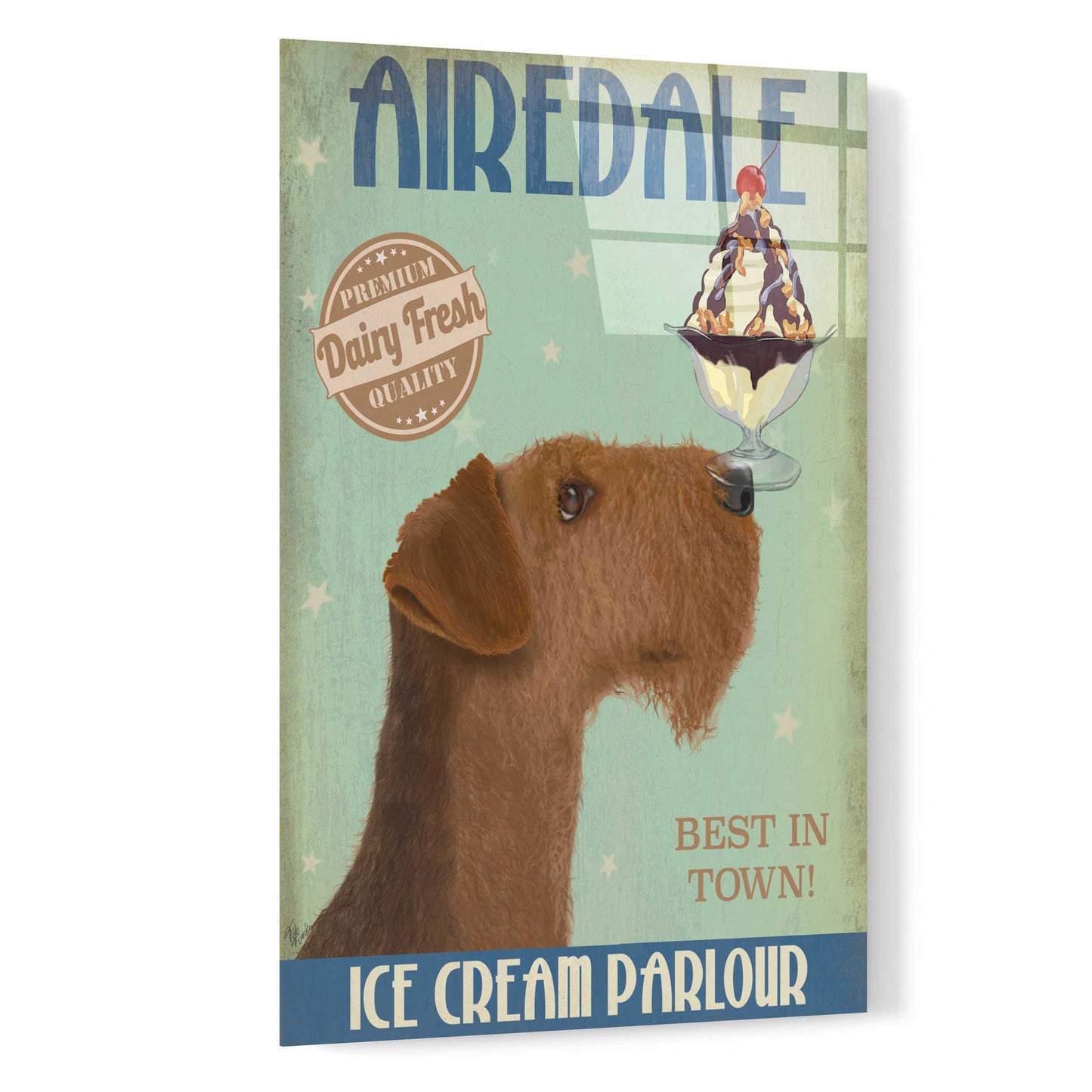 Epic Art 'Airedale Ice Cream' by Fab Funky, Acrylic Glass Wall Art,16x24