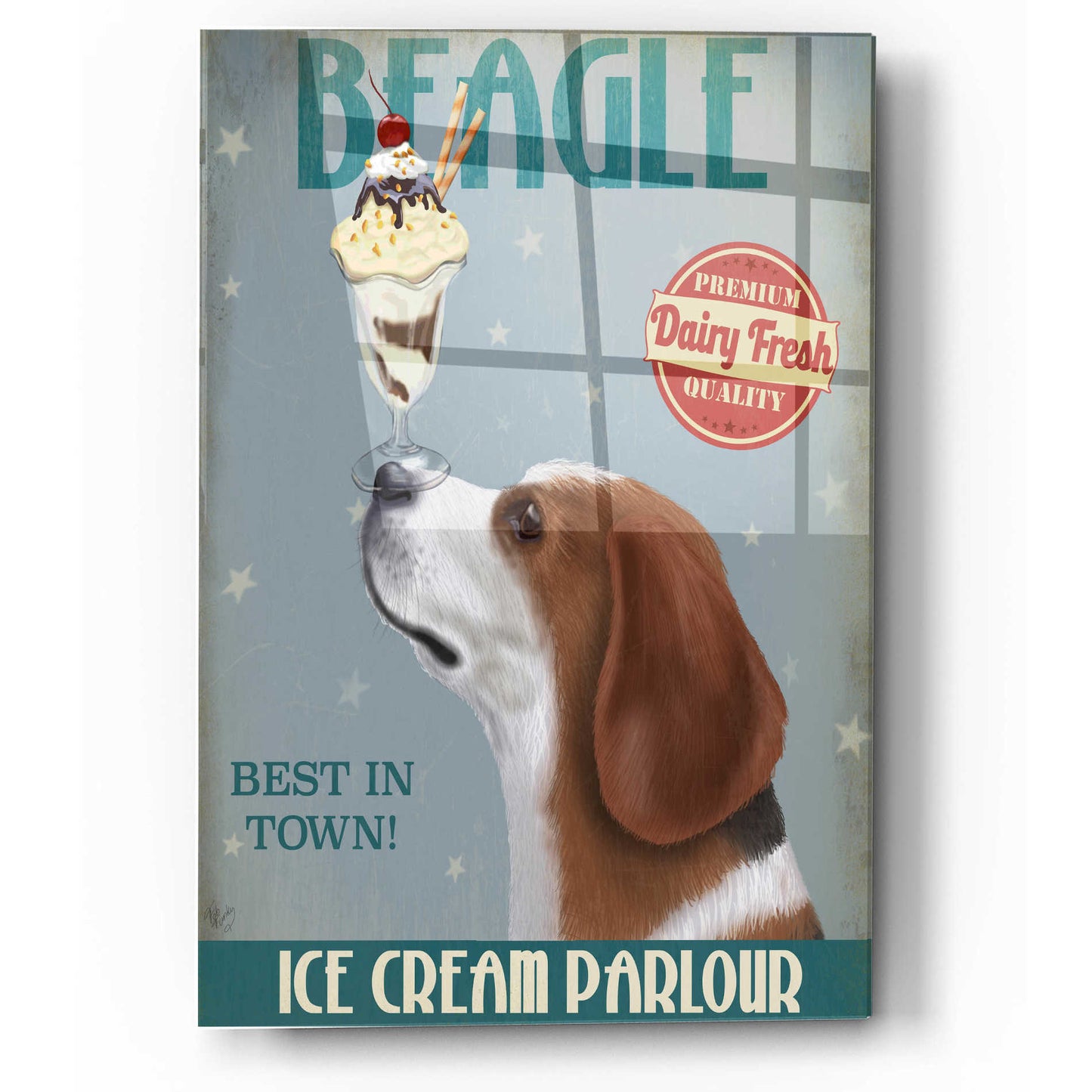Epic Art 'Beagle Ice Cream' by Fab Funky, Acrylic Glass Wall Art,12x16