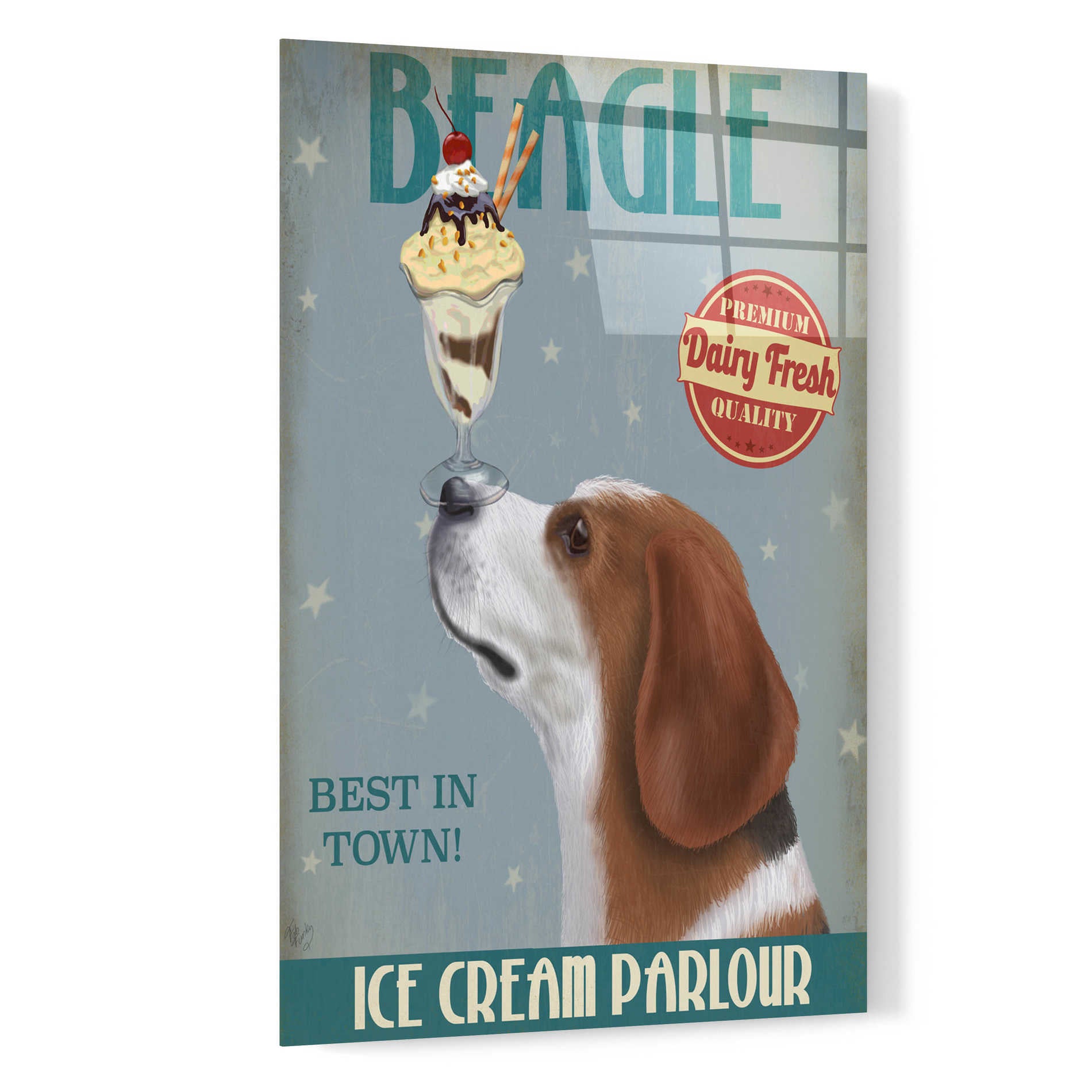 Epic Art 'Beagle Ice Cream' by Fab Funky, Acrylic Glass Wall Art,16x24