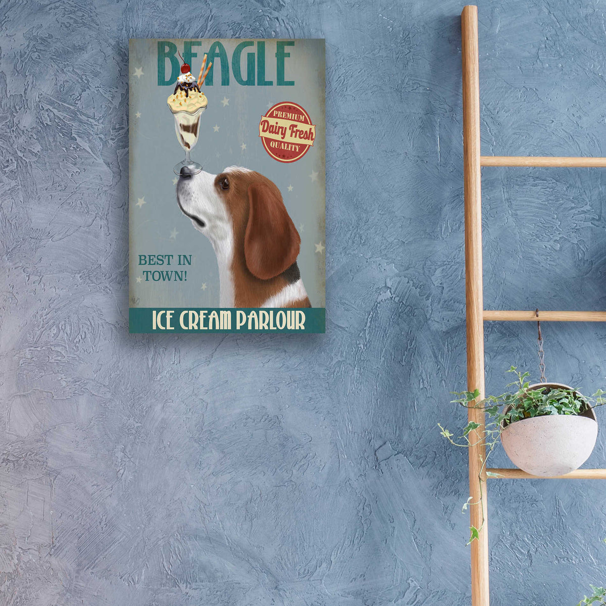 Epic Art 'Beagle Ice Cream' by Fab Funky, Acrylic Glass Wall Art,16x24
