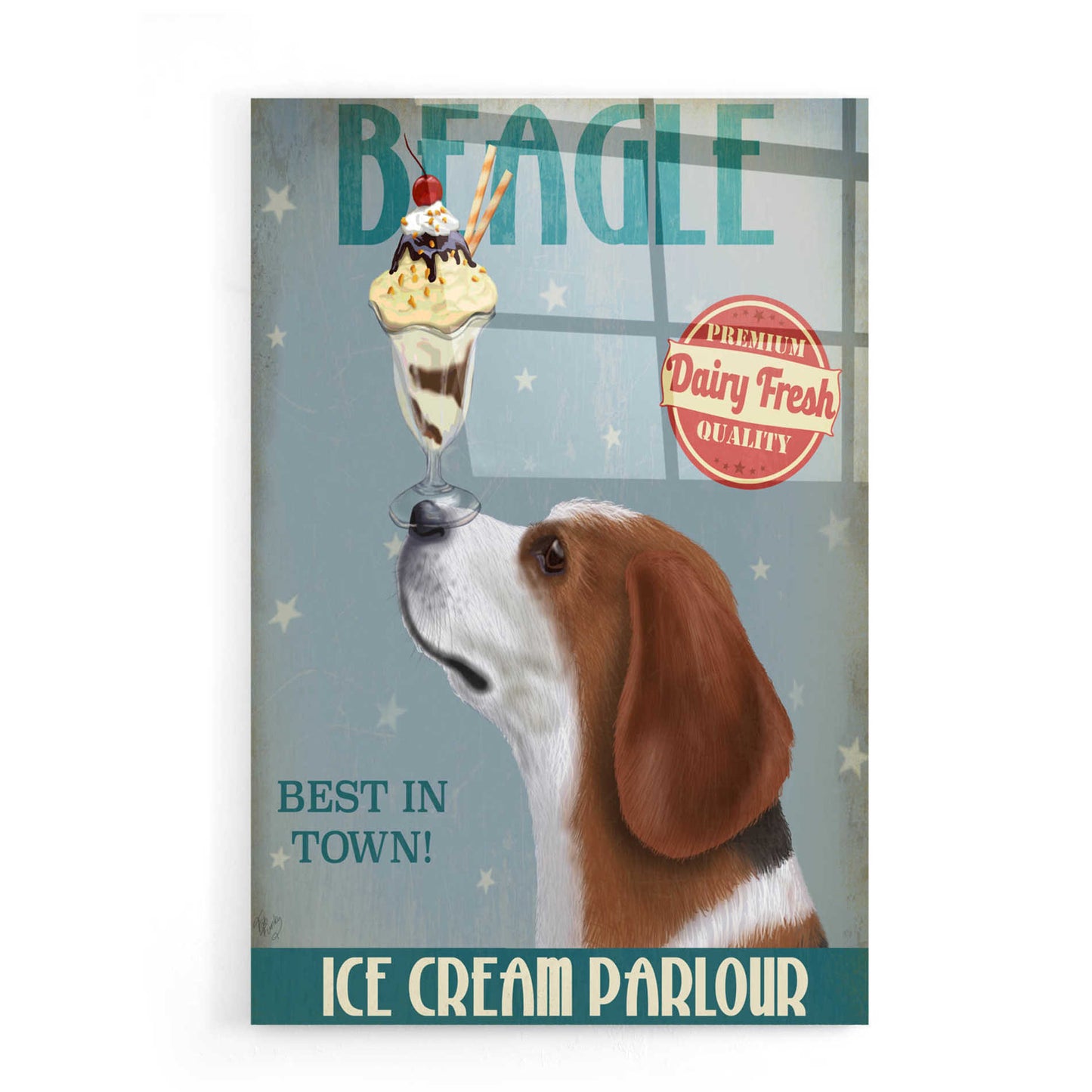 Epic Art 'Beagle Ice Cream' by Fab Funky, Acrylic Glass Wall Art,16x24