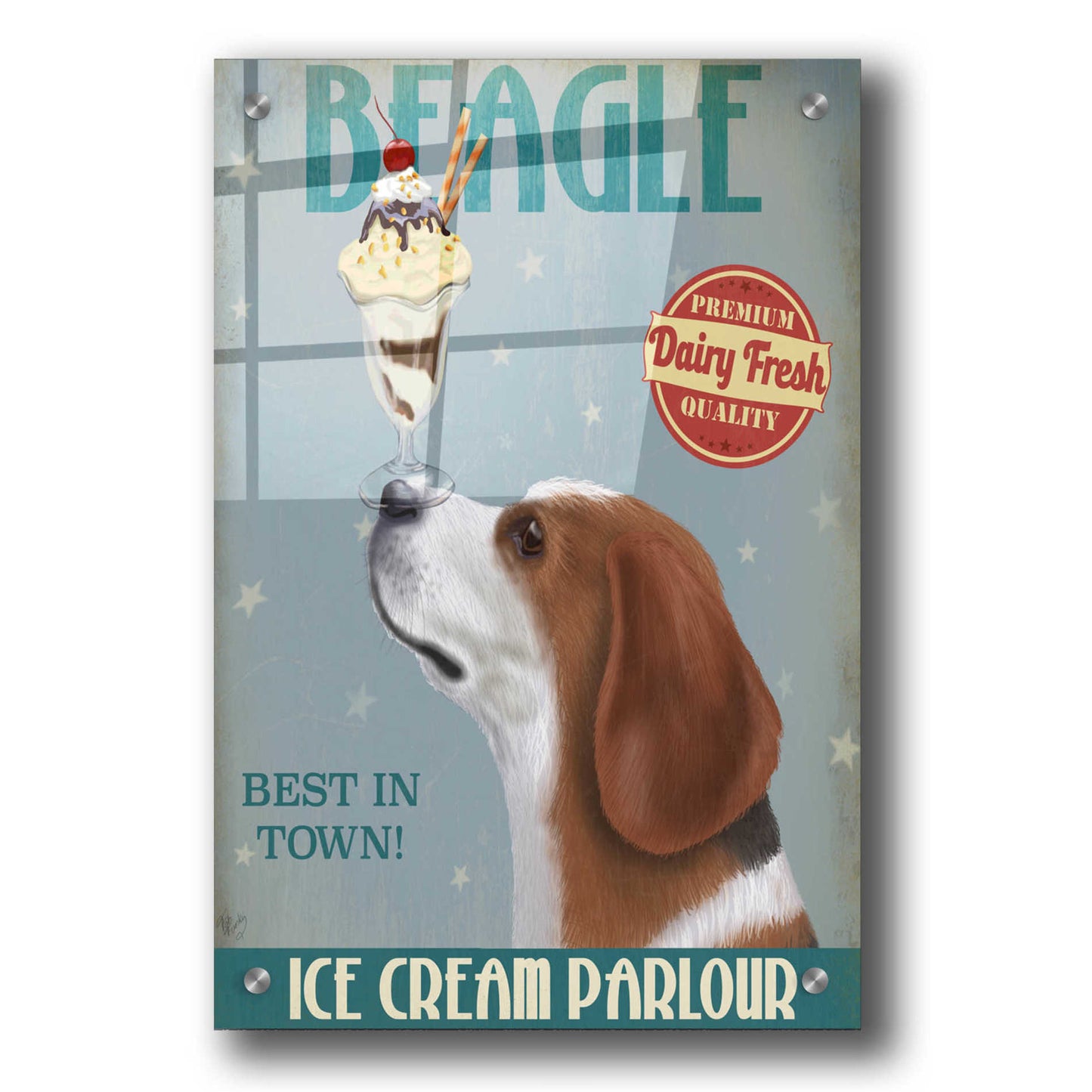 Epic Art 'Beagle Ice Cream' by Fab Funky, Acrylic Glass Wall Art,24x36