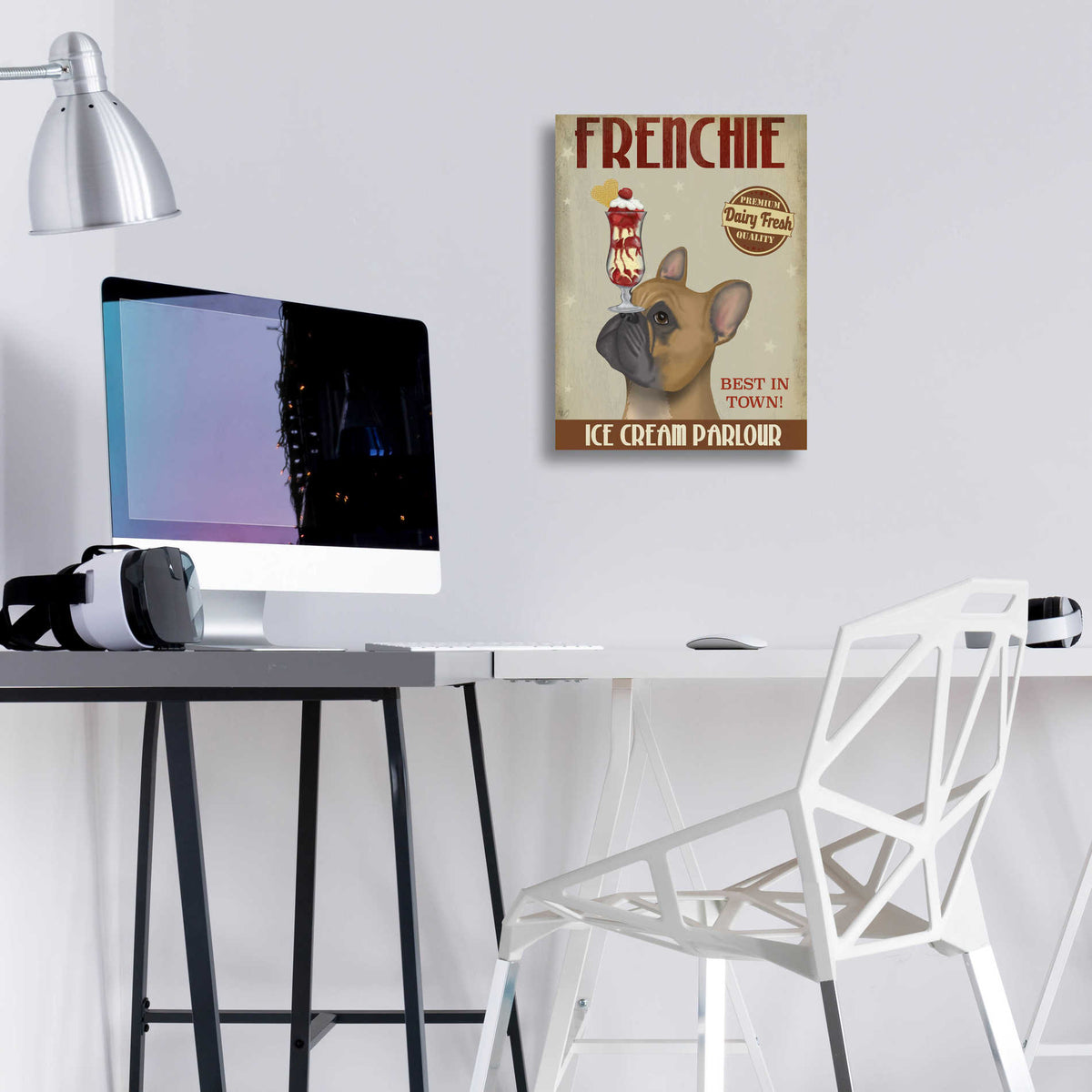 Epic Art 'French Bulldog Ice Cream' by Fab Funky, Acrylic Glass Wall Art,12x16