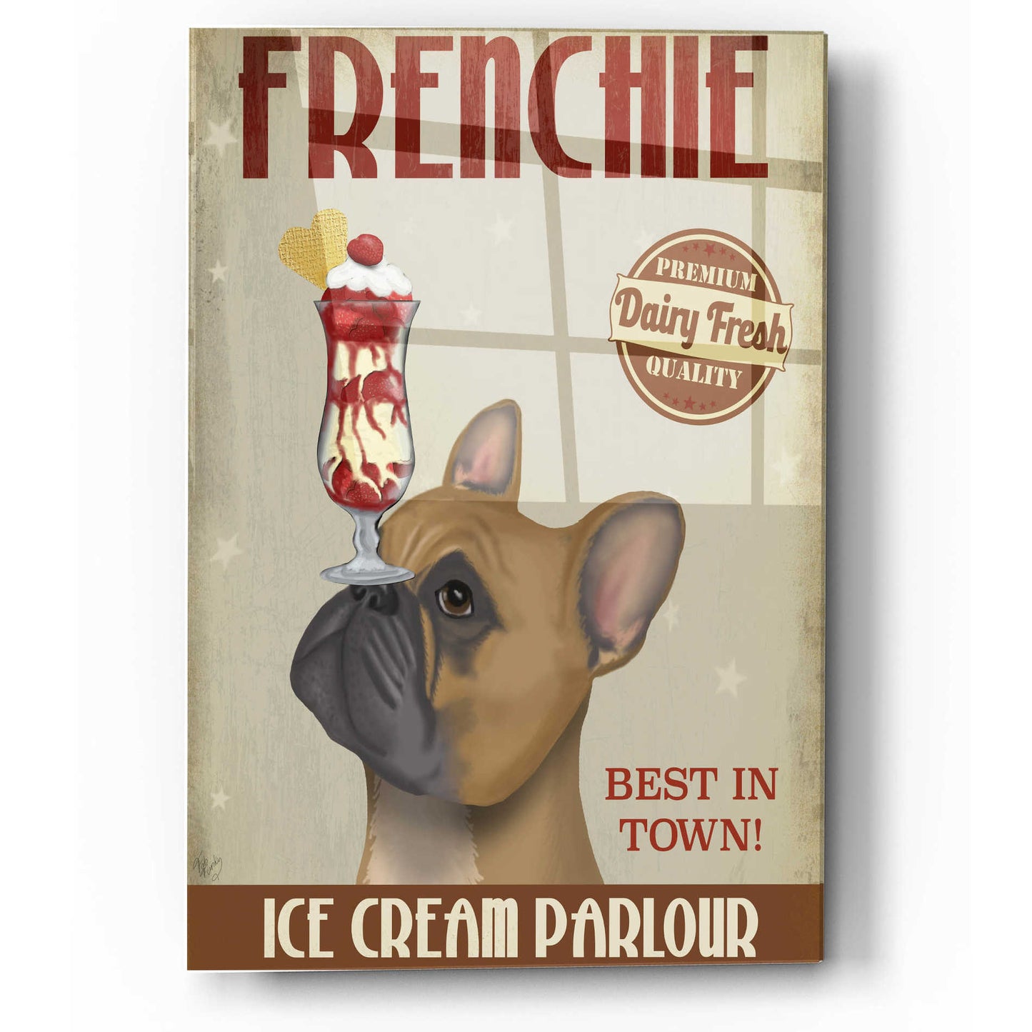 Epic Art 'French Bulldog Ice Cream' by Fab Funky, Acrylic Glass Wall Art,12x16