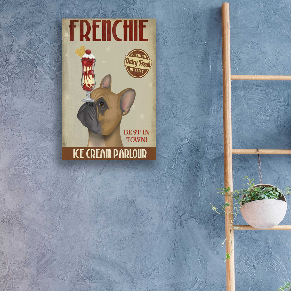 Epic Art 'French Bulldog Ice Cream' by Fab Funky, Acrylic Glass Wall Art,16x24