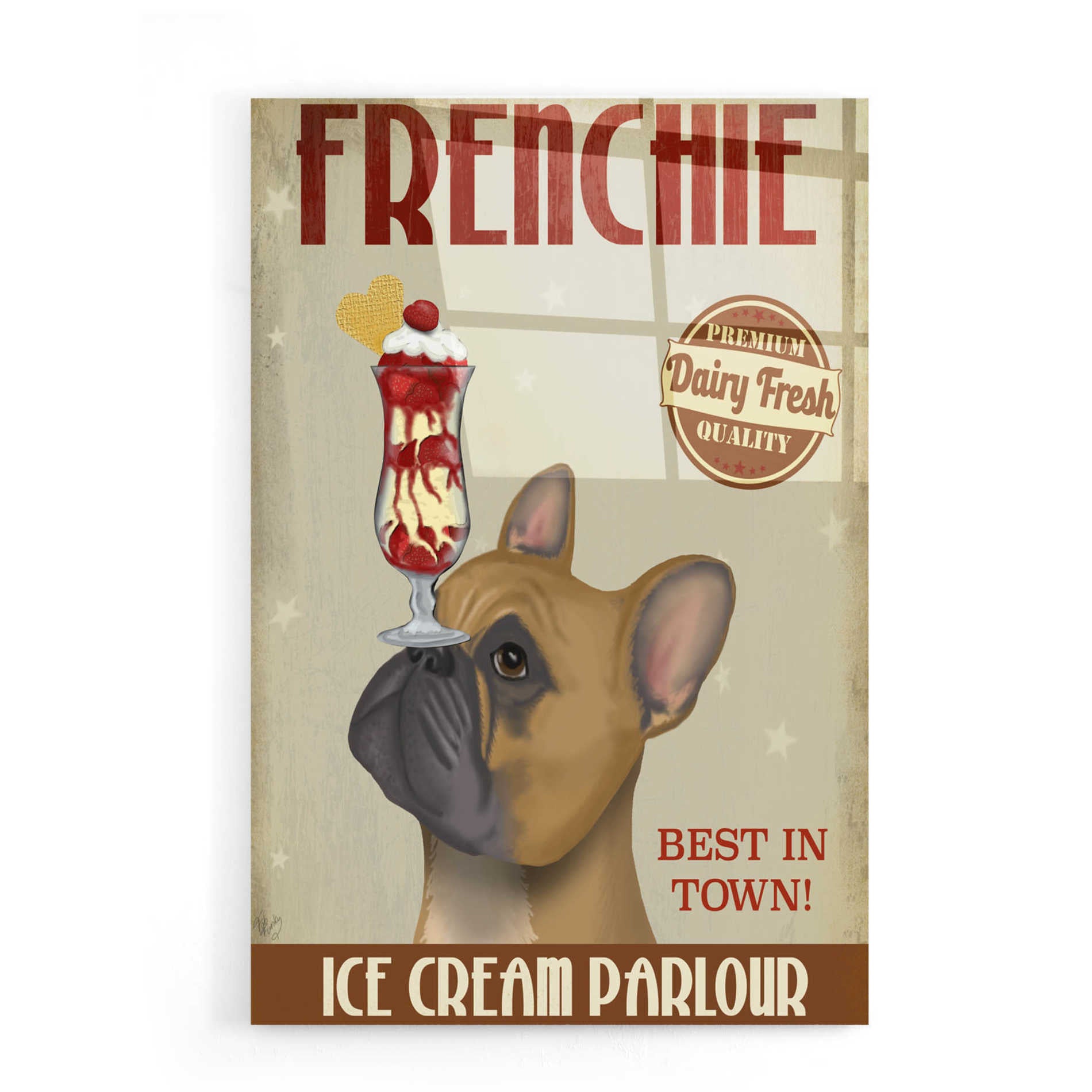 Epic Art 'French Bulldog Ice Cream' by Fab Funky, Acrylic Glass Wall Art,16x24