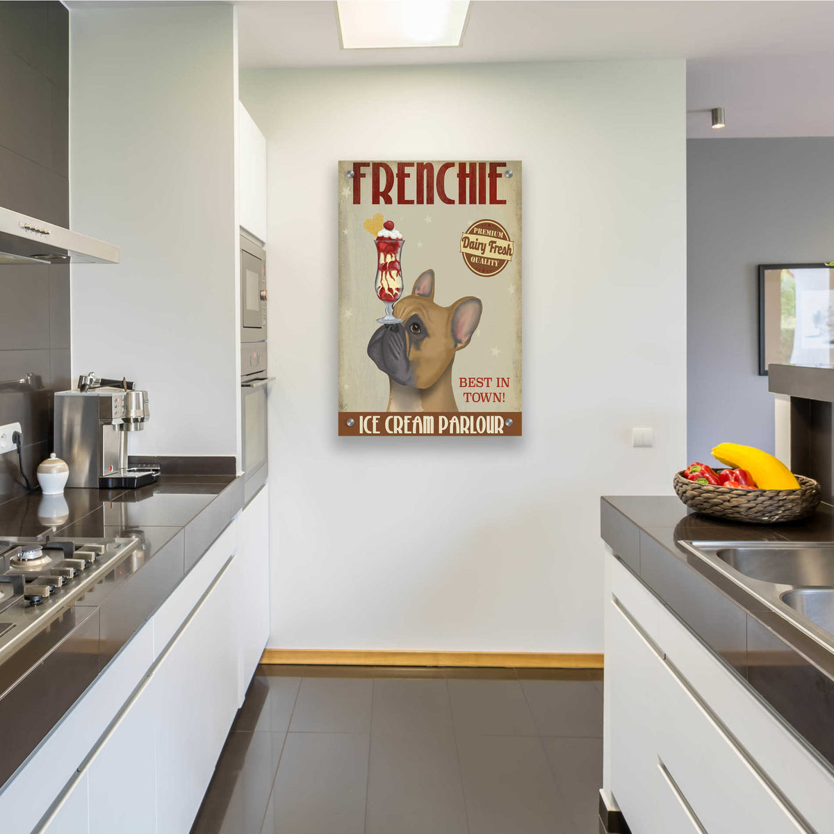 Epic Art 'French Bulldog Ice Cream' by Fab Funky, Acrylic Glass Wall Art,24x36