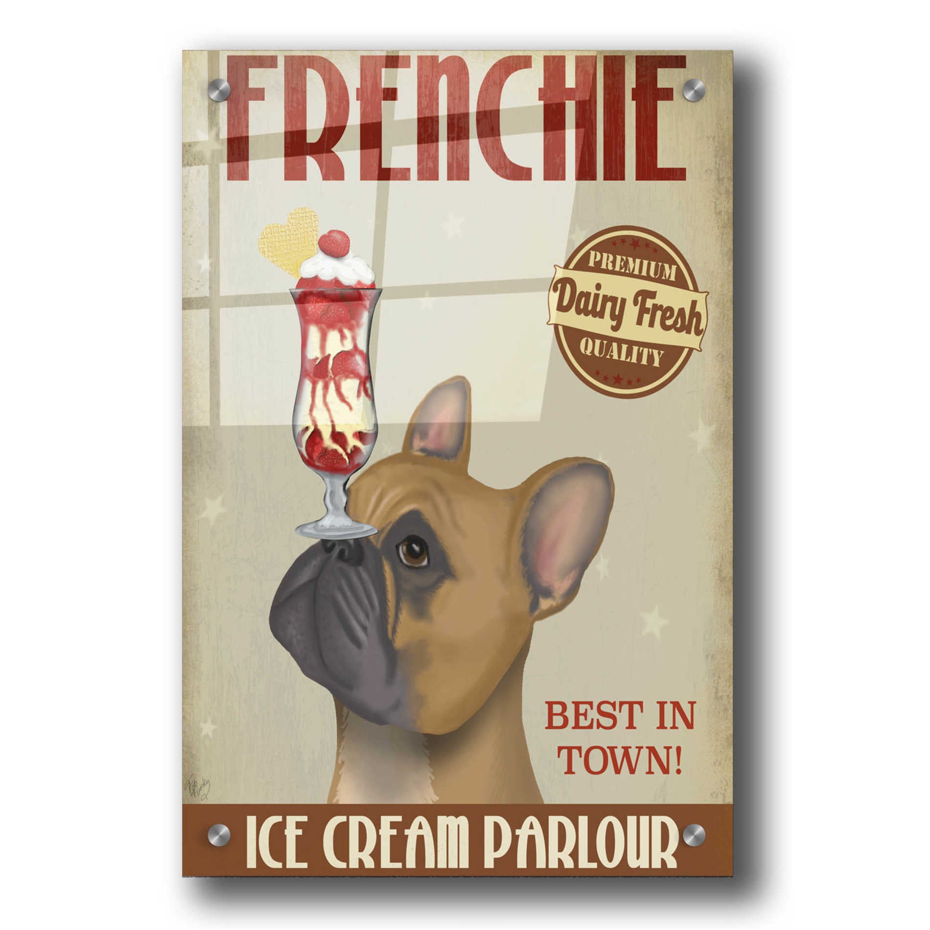 Epic Art 'French Bulldog Ice Cream' by Fab Funky, Acrylic Glass Wall Art,24x36