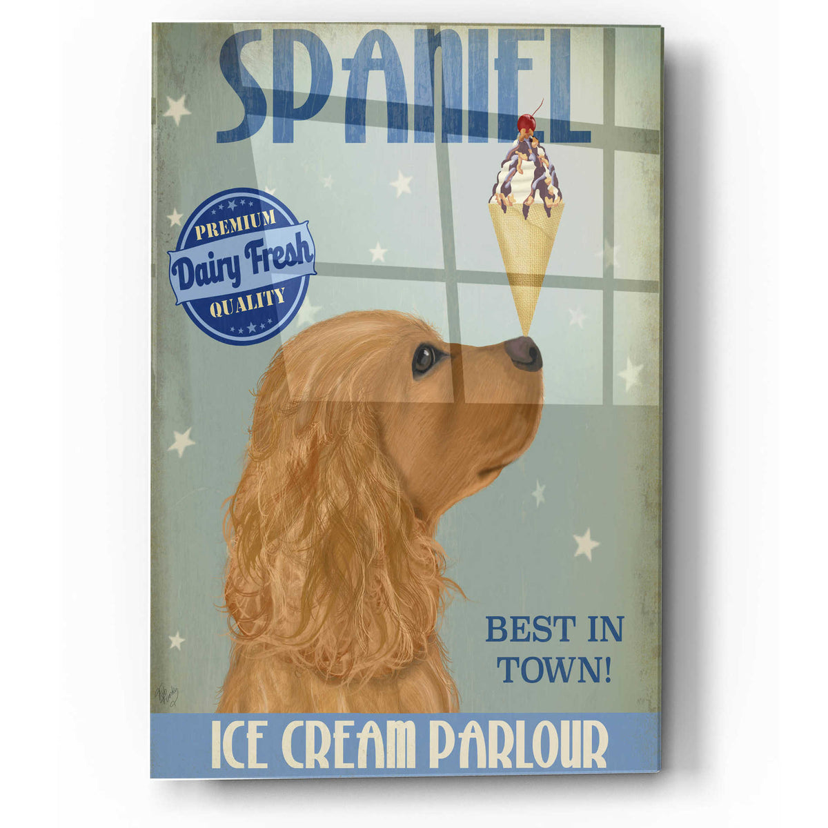 Epic Art 'Cocker Spaniel, Golden, Ice Cream' by Fab Funky, Acrylic Glass Wall Art