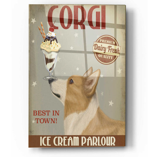 Epic Art 'Corgi, Tan, Ice Cream' by Fab Funky, Acrylic Glass Wall Art