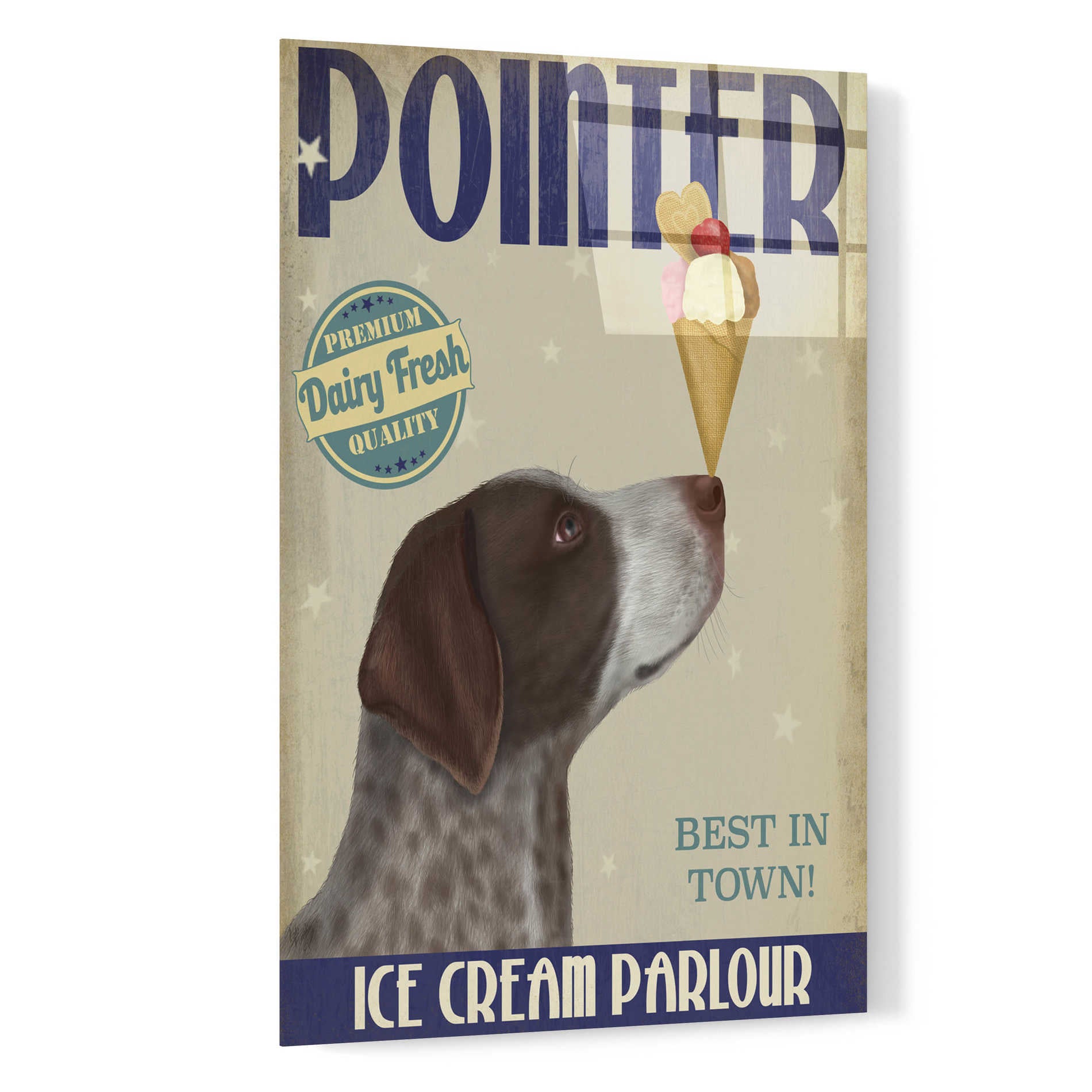 Epic Art 'German Shorthaired Pointer Ice Cream' by Fab Funky, Acrylic Glass Wall Art,16x24