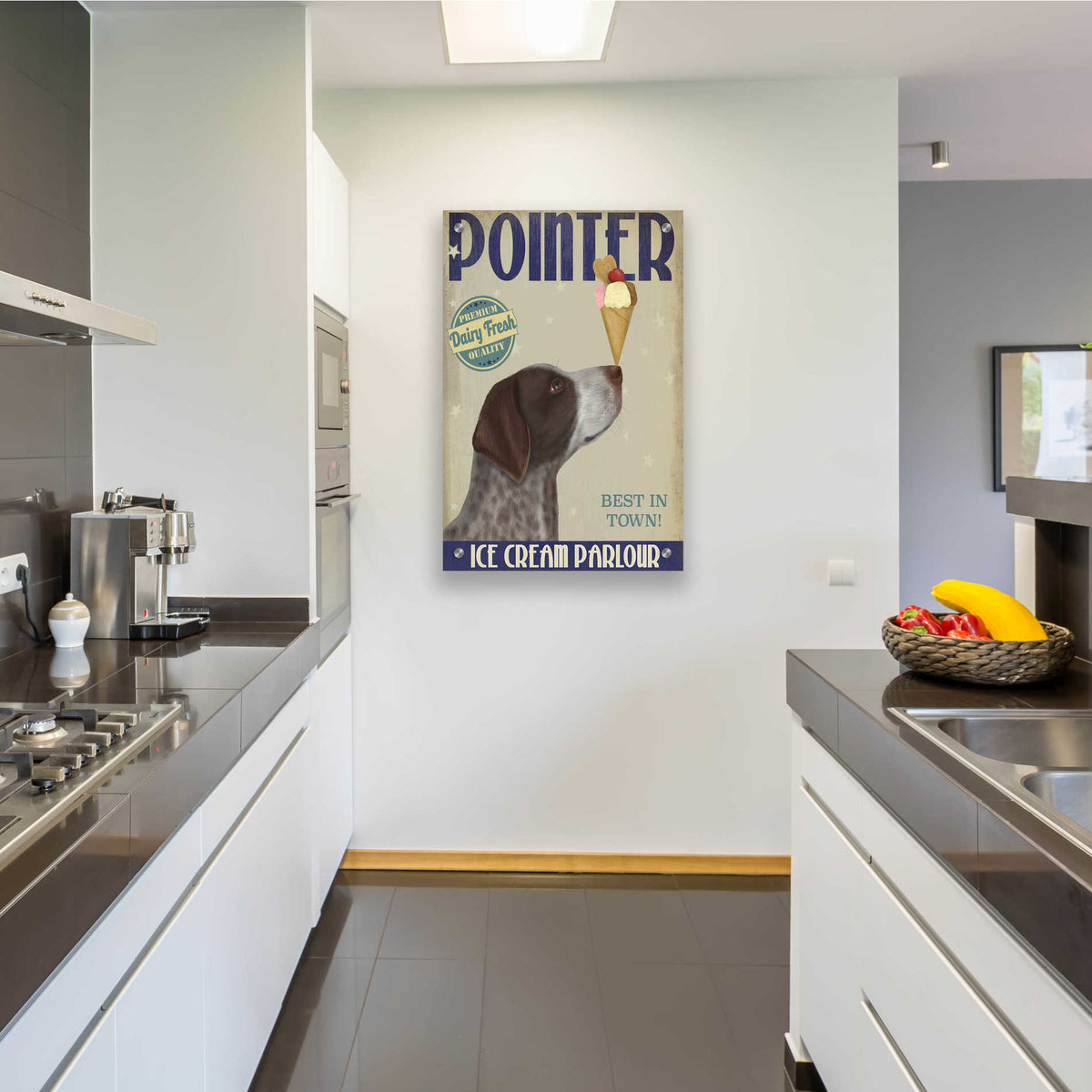 Epic Art 'German Shorthaired Pointer Ice Cream' by Fab Funky, Acrylic Glass Wall Art,24x36