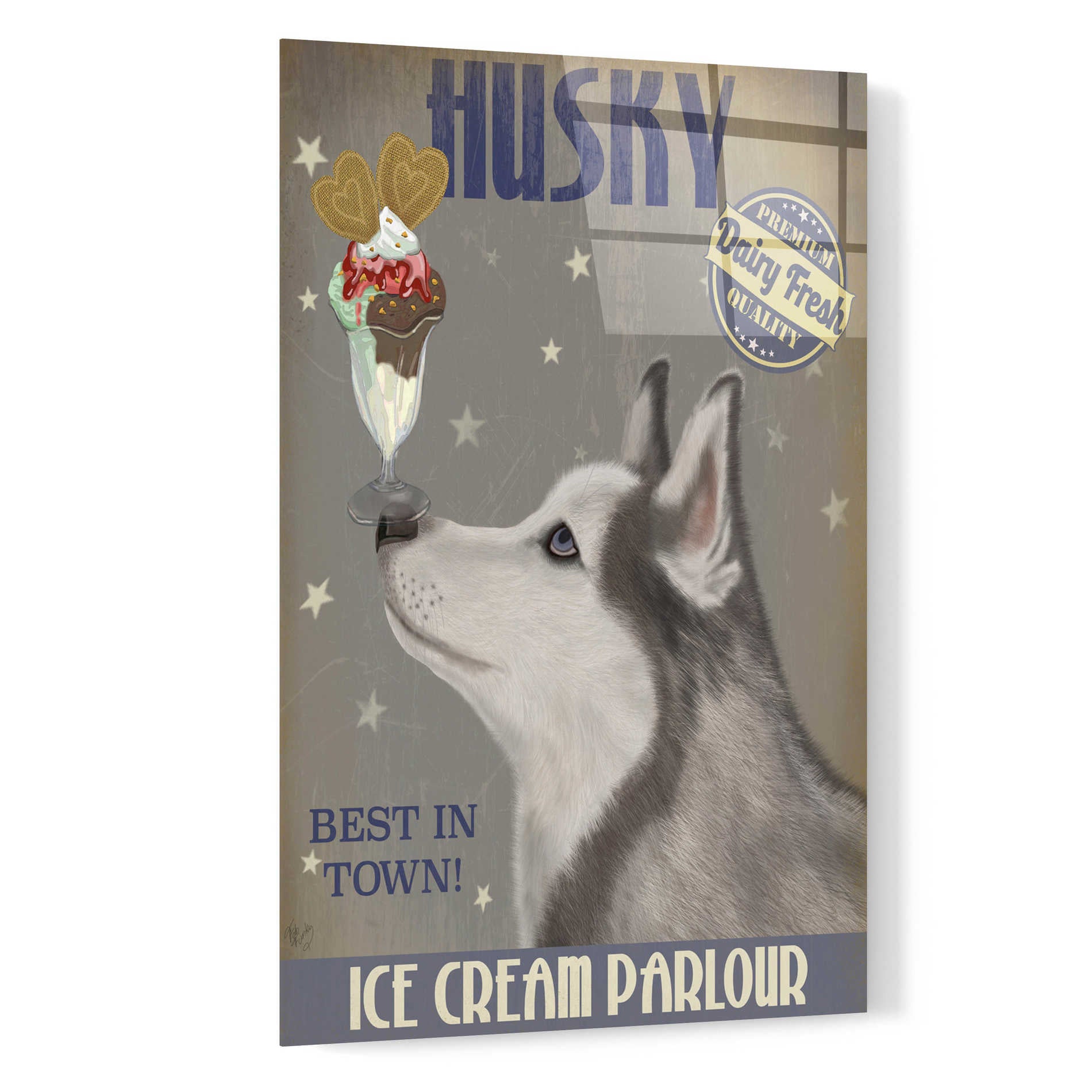 Epic Art 'Husky Ice Cream' by Fab Funky, Acrylic Glass Wall Art,16x24