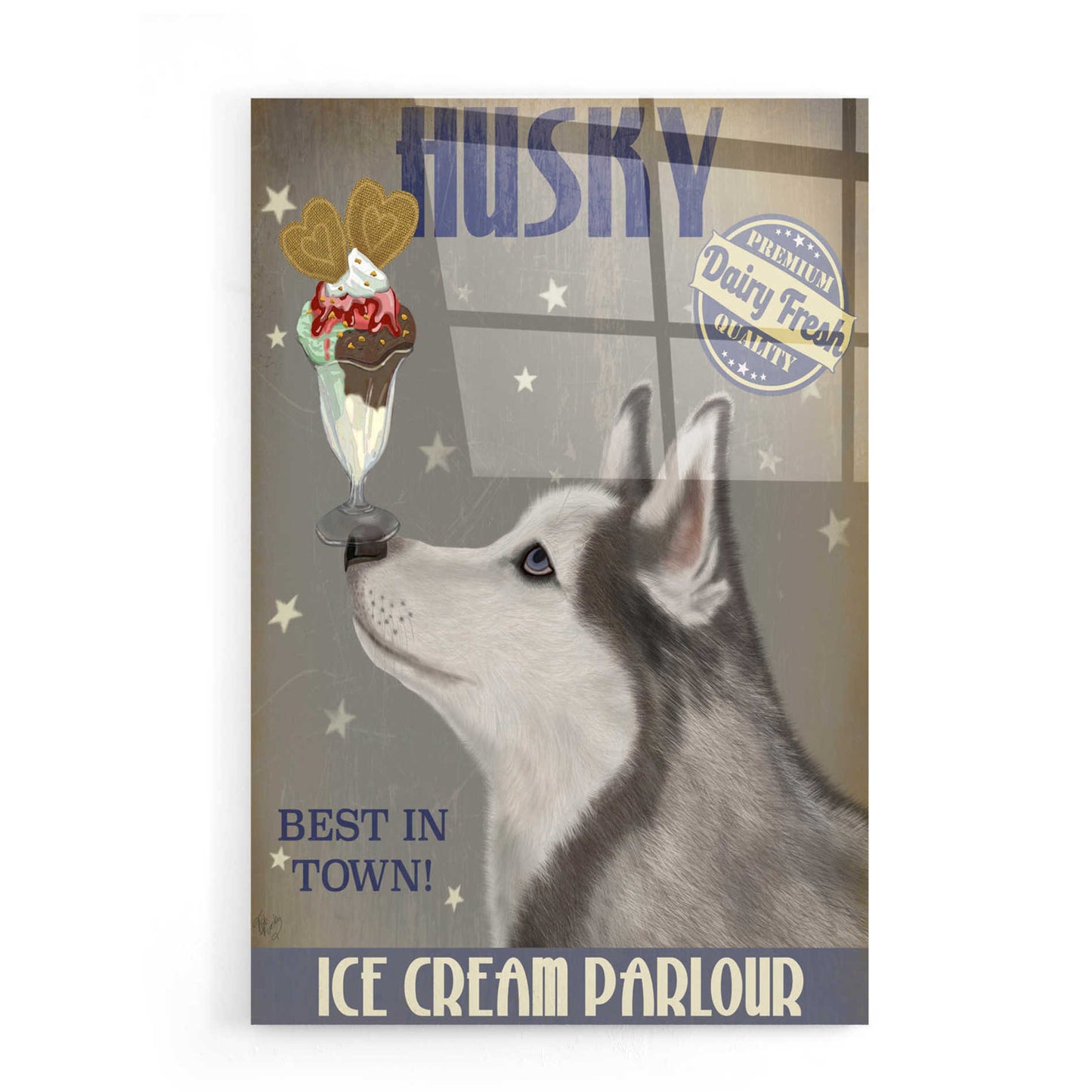 Epic Art 'Husky Ice Cream' by Fab Funky, Acrylic Glass Wall Art,16x24