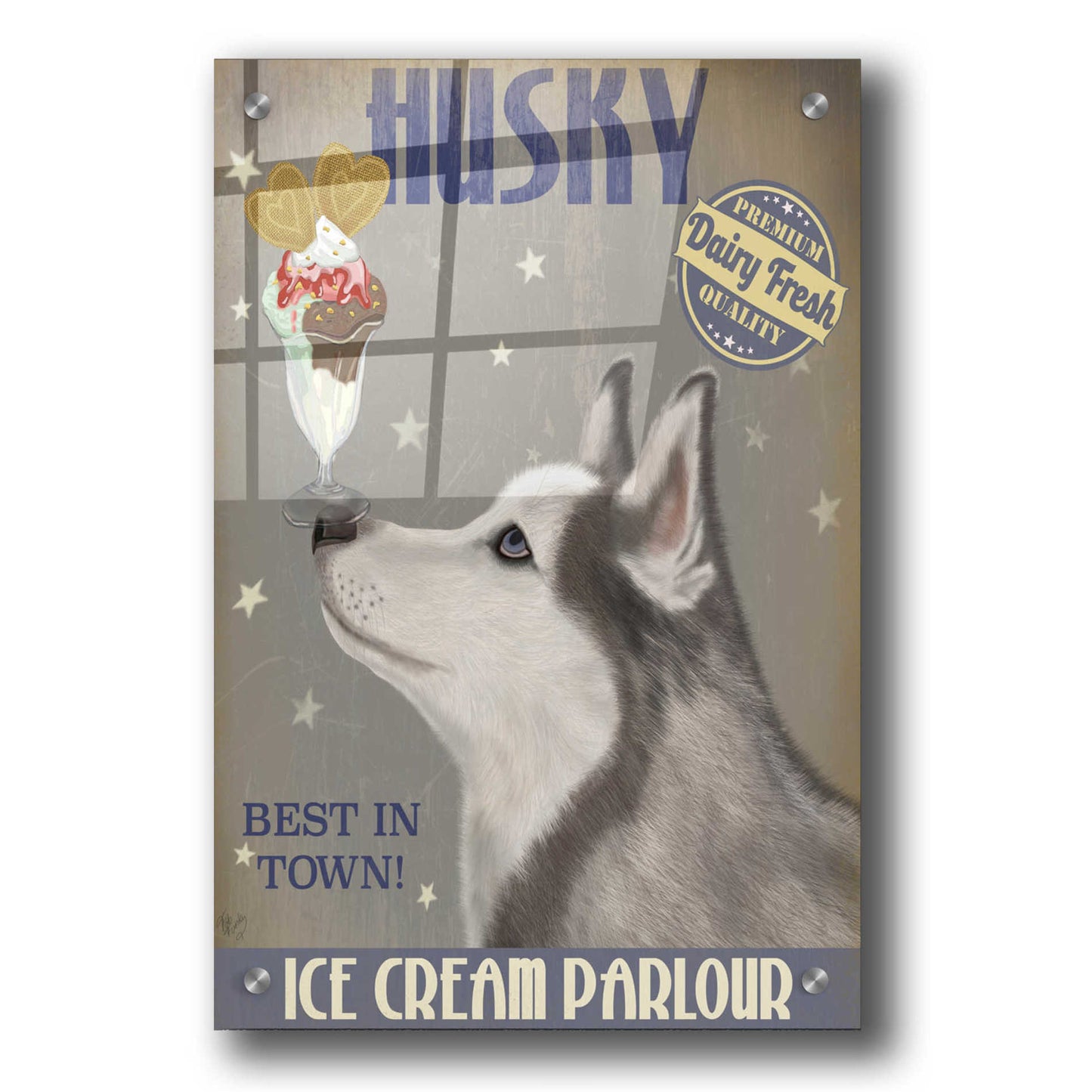 Epic Art 'Husky Ice Cream' by Fab Funky, Acrylic Glass Wall Art,24x36