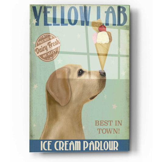 Epic Art 'Yellow Labrador Ice Cream' by Fab Funky, Acrylic Glass Wall Art