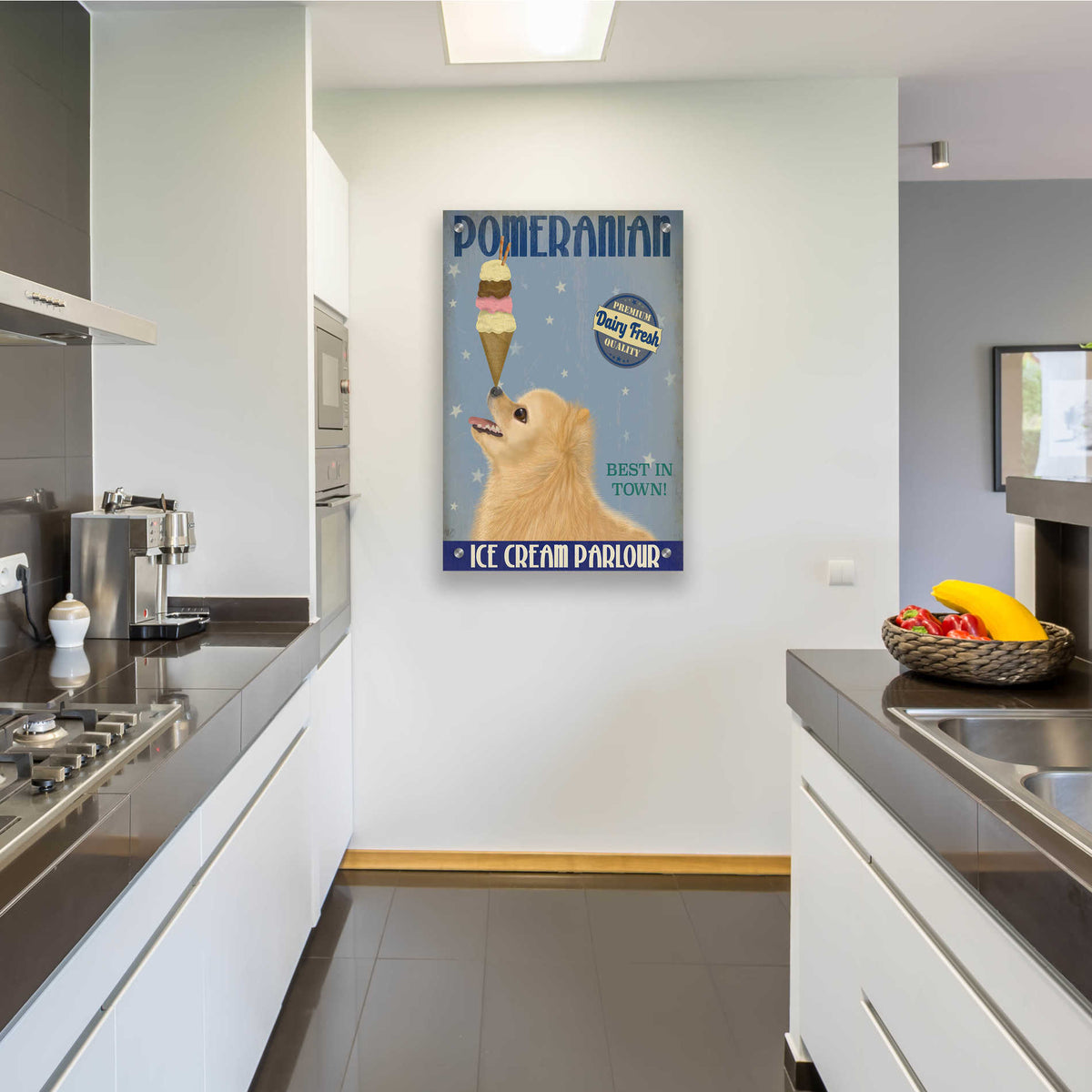 Epic Art 'Pomeranian Ice Cream' by Fab Funky, Acrylic Glass Wall Art,24x36