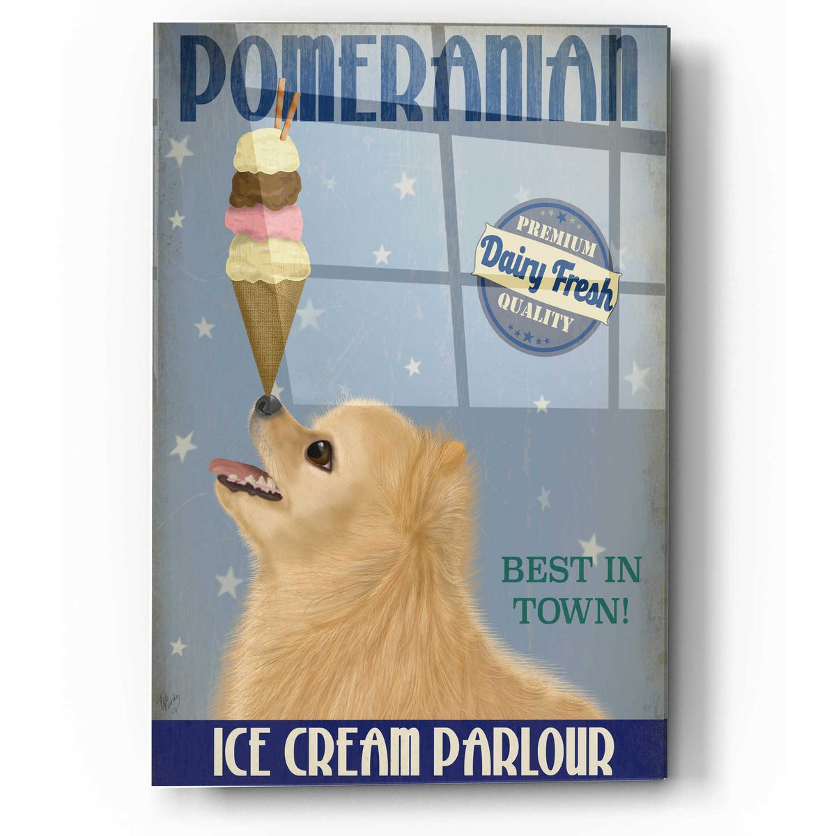 Epic Art 'Pomeranian Ice Cream' by Fab Funky, Acrylic Glass Wall Art