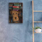 Epic Art 'Airedale and Books' by Fab Funky, Acrylic Glass Wall Art,16x24