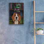 Epic Art 'Beagle and Books' by Fab Funky, Acrylic Glass Wall Art,16x24