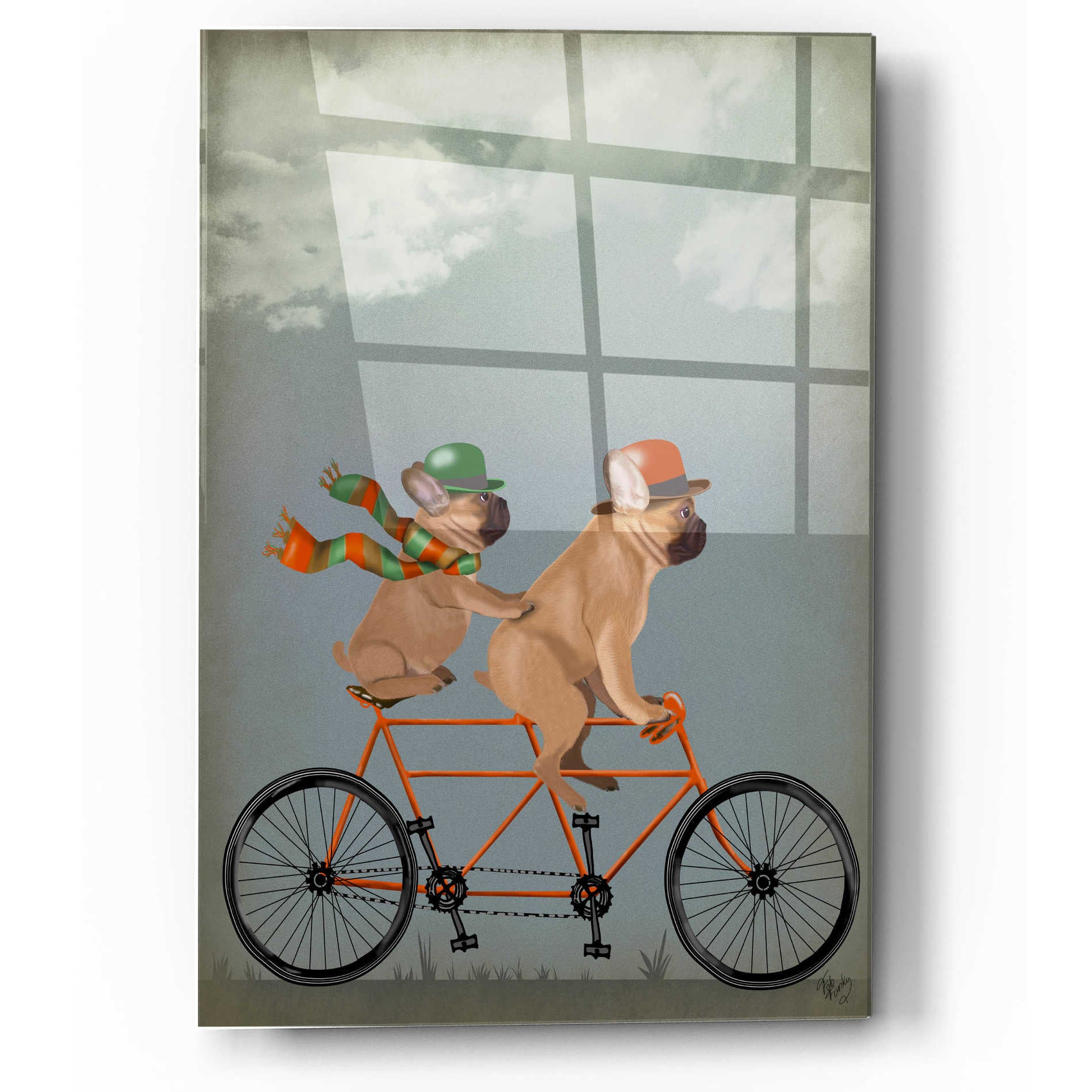 Epic Art 'French Bulldog Tandem' by Fab Funky, Acrylic Glass Wall Art,12x16