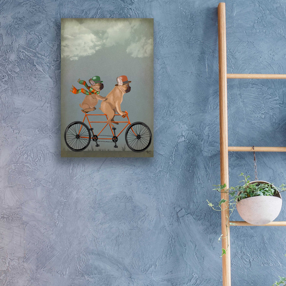 Epic Art 'French Bulldog Tandem' by Fab Funky, Acrylic Glass Wall Art,16x24