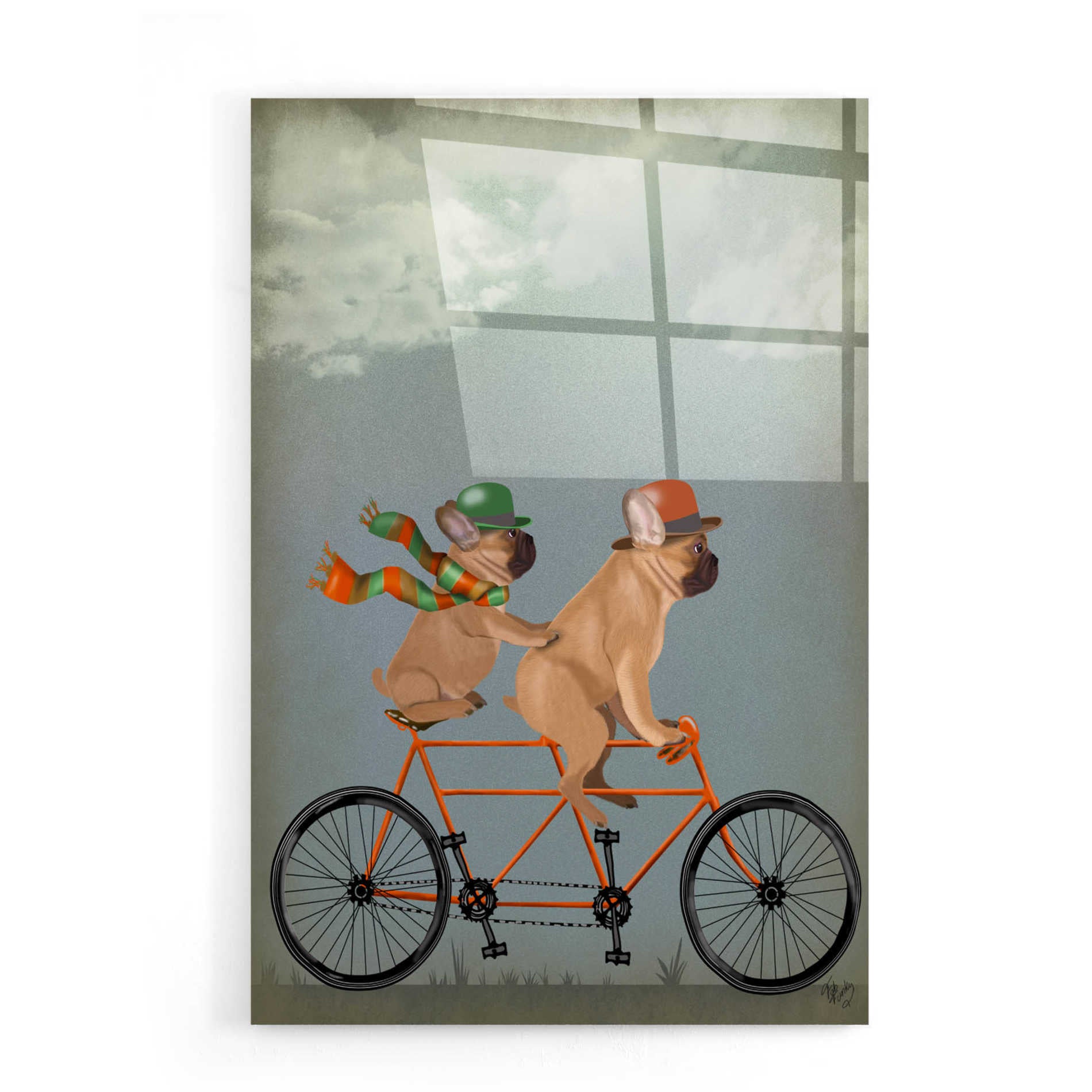Epic Art 'French Bulldog Tandem' by Fab Funky, Acrylic Glass Wall Art,16x24