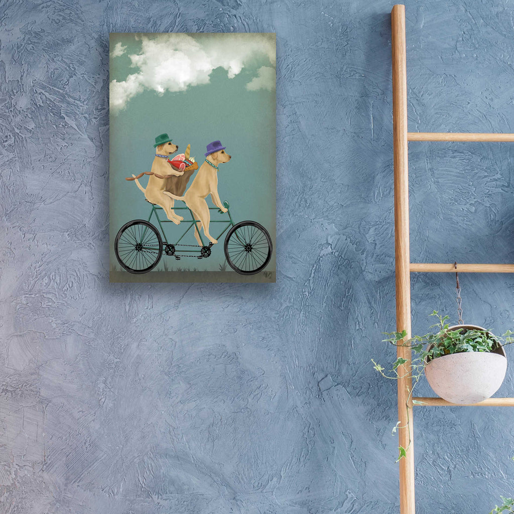 Epic Art 'Yellow Labrador Tandem' by Fab Funky, Acrylic Glass Wall Art,16x24